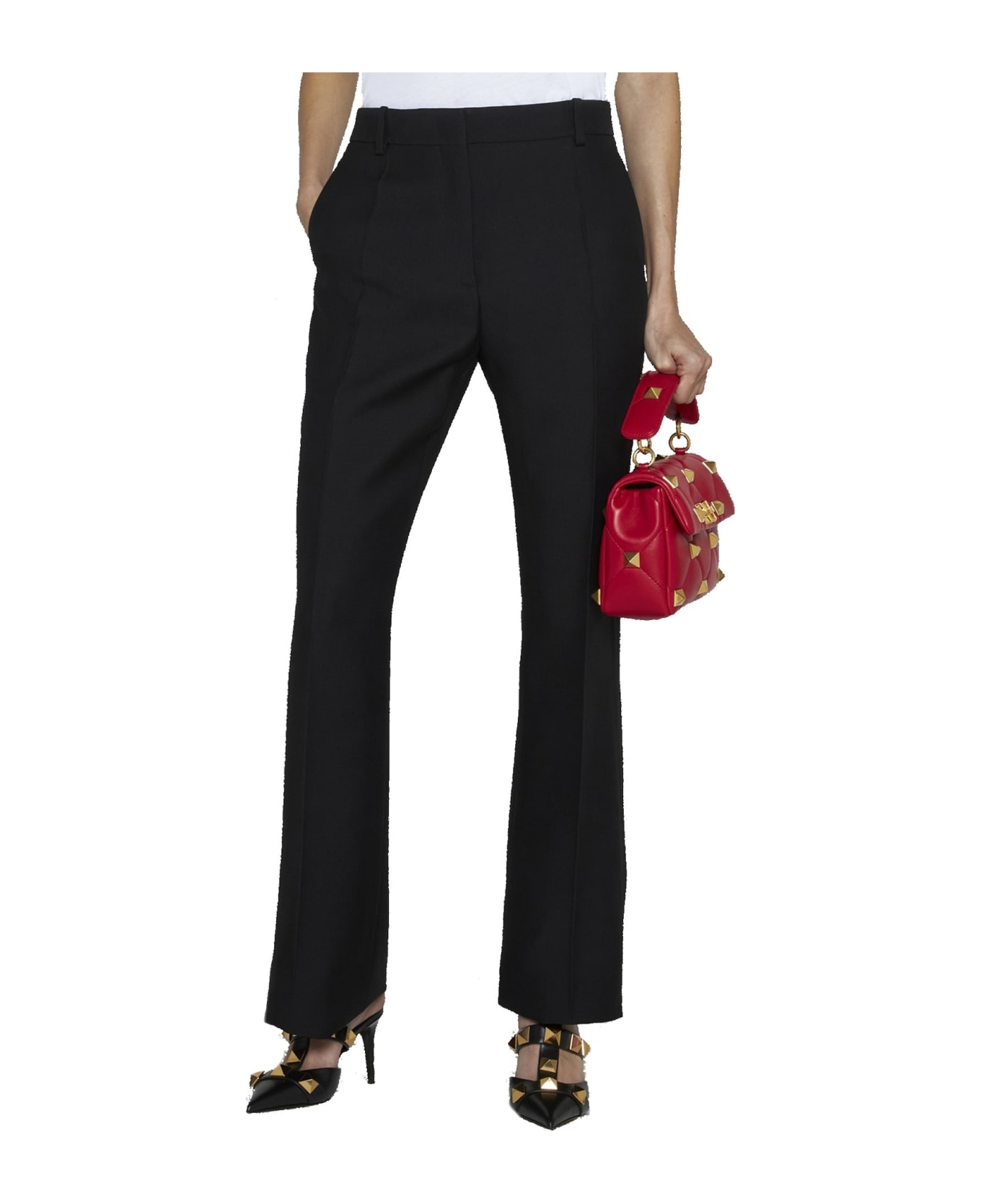 Valentino Wool And Silk Trousers - Black