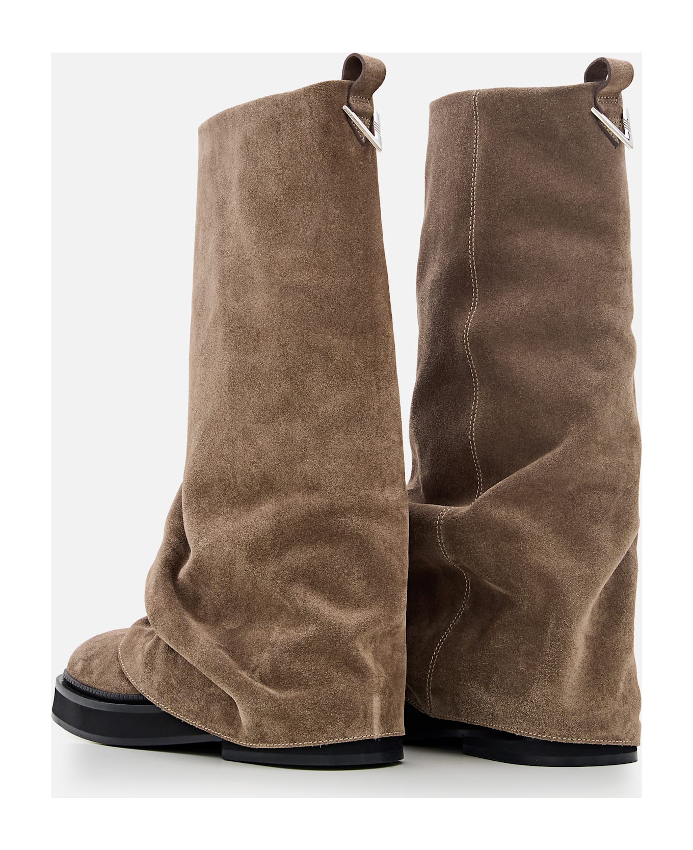 The Attico Suede Robin Combat Boots - Beige