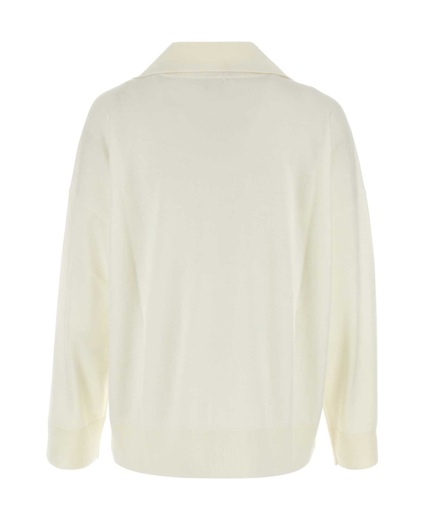 Bottega Veneta Ivory Wool Oversize Polo Shirt - WHITE