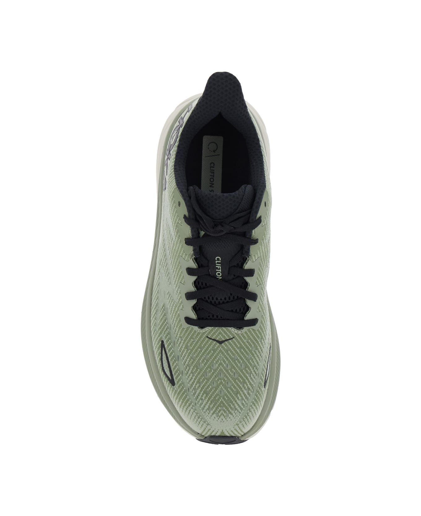 Hoka 
clifton 9
 Green Sneakers With Zig Zag Embroidery And Side Logo Print In Rubber Unisex - Green