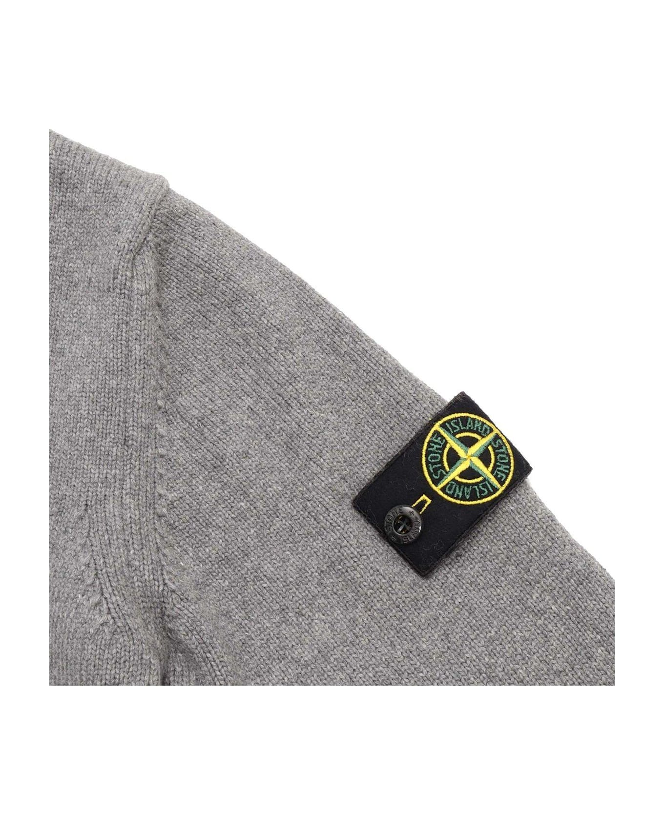 Stone Island Logo Patch Crewneck Jumper - GREY