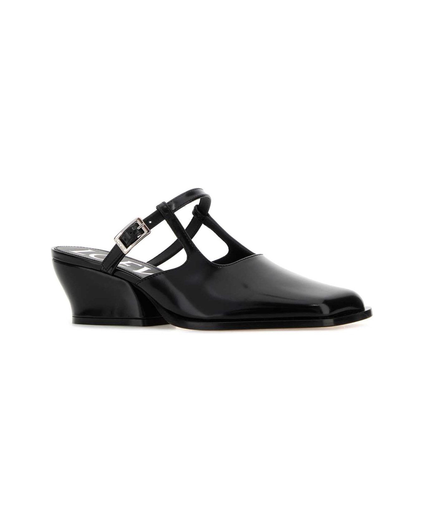 Loewe Black Leather Onda Mules - BLACK