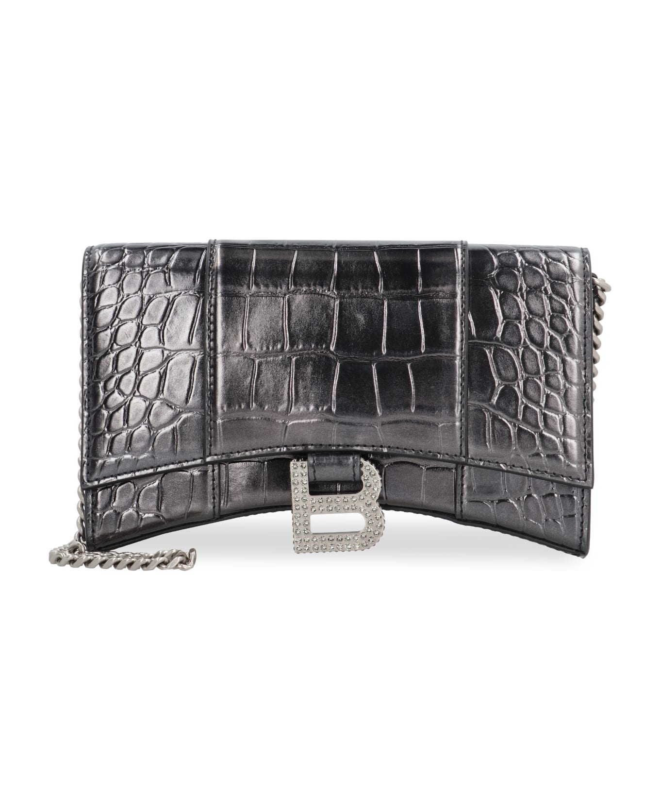 Balenciaga Hourglass Wallet On Chain - grey