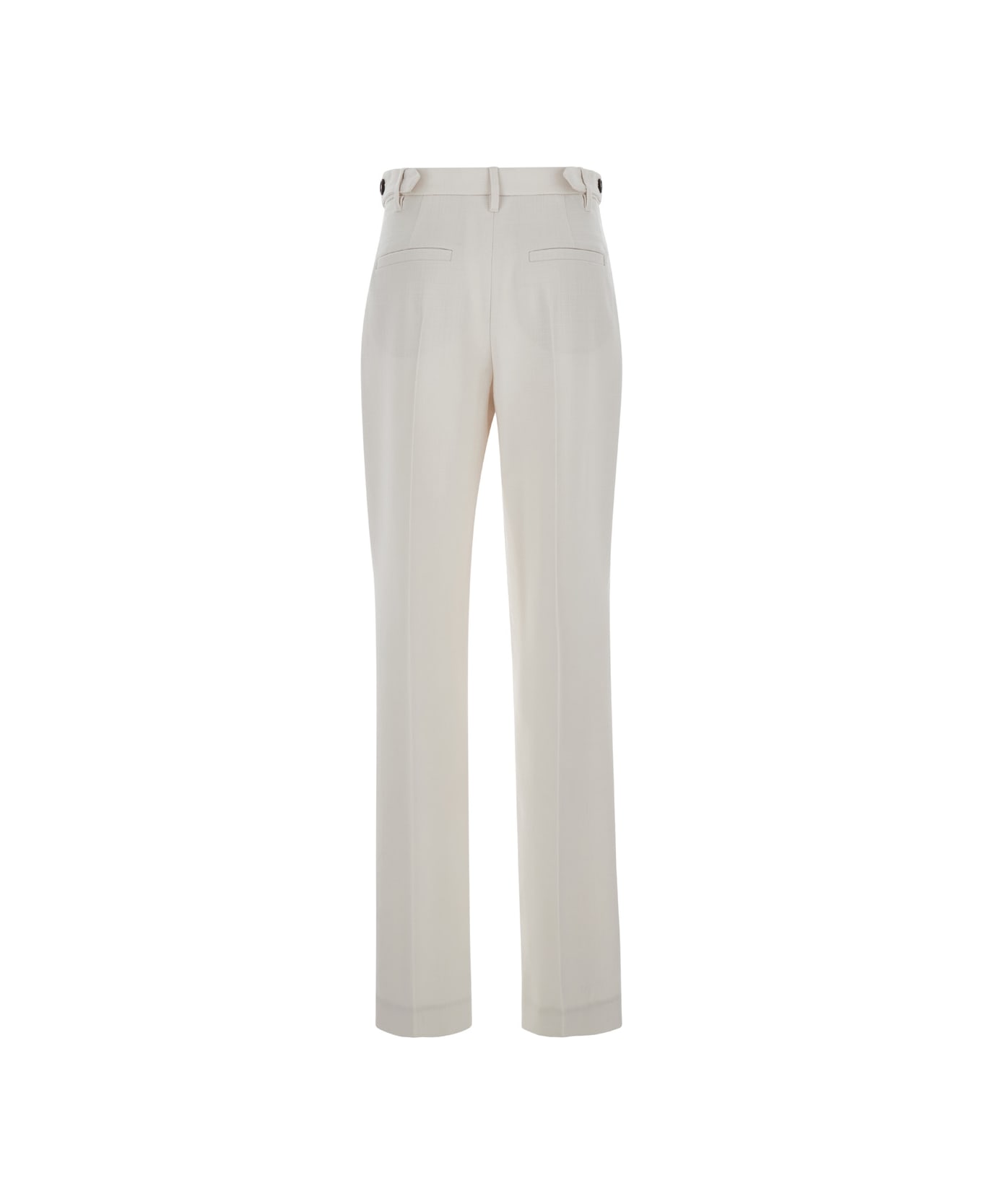 Brunello Cucinelli Whitepants With Belt Loops In Wool Woman - White