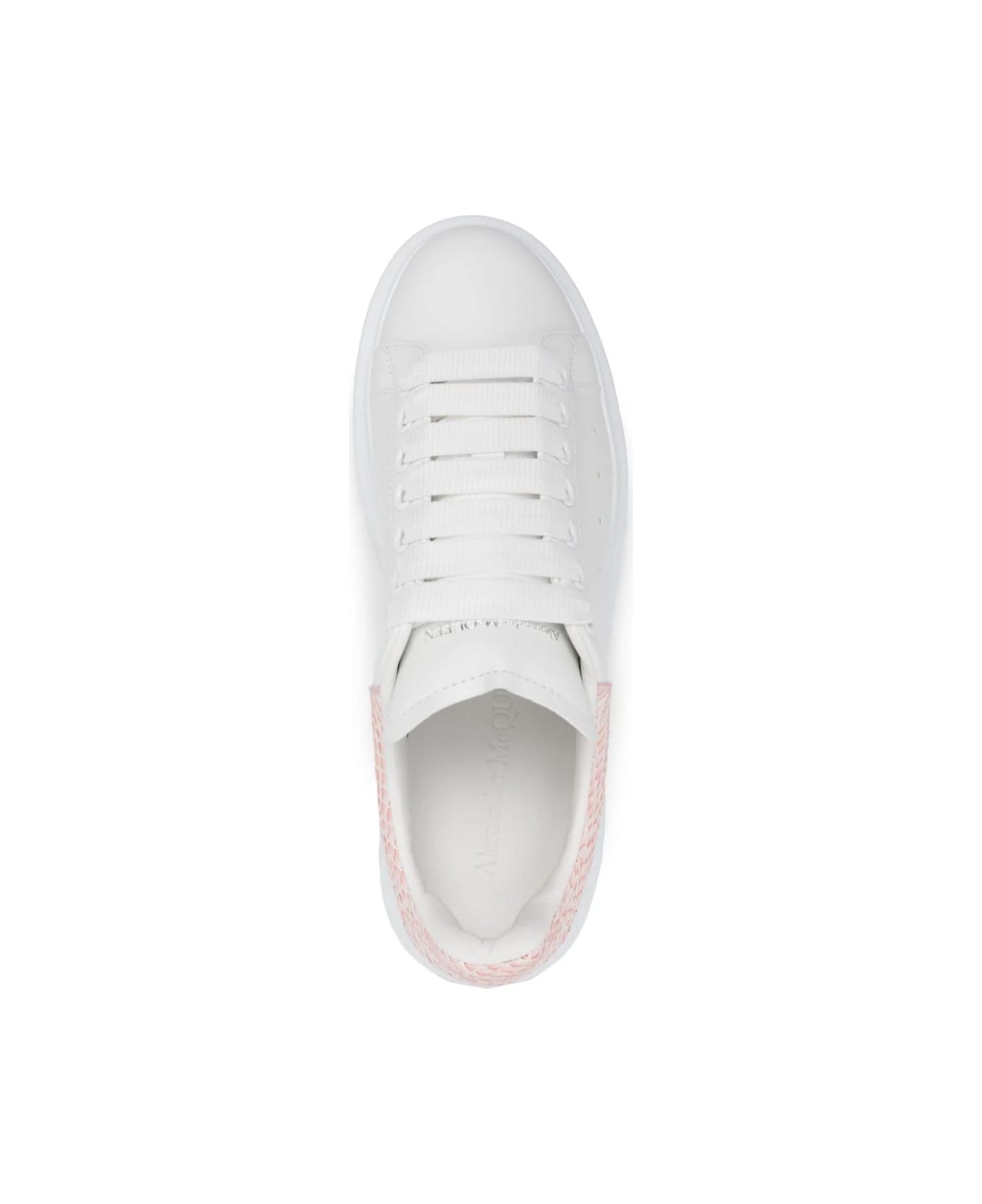 Alexander McQueen White Oversized Sneakers With Powder Pink Python Spoiler - White