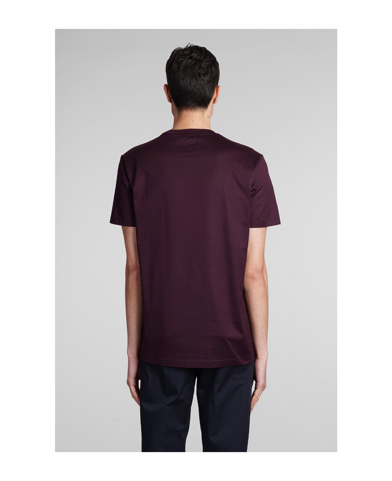 Low Brand B134 Basic T-shirt In Bordeaux Cotton - bordeaux