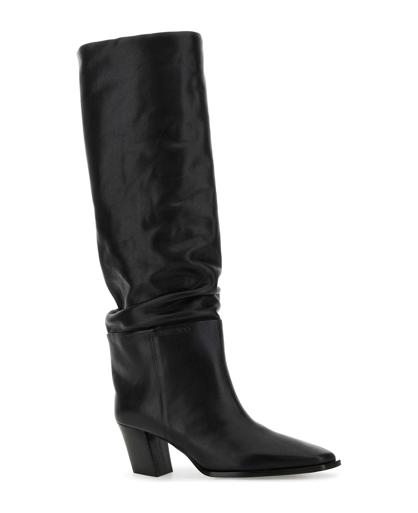 Jimmy Choo Black Leather Hart 60 Boots - BLACK