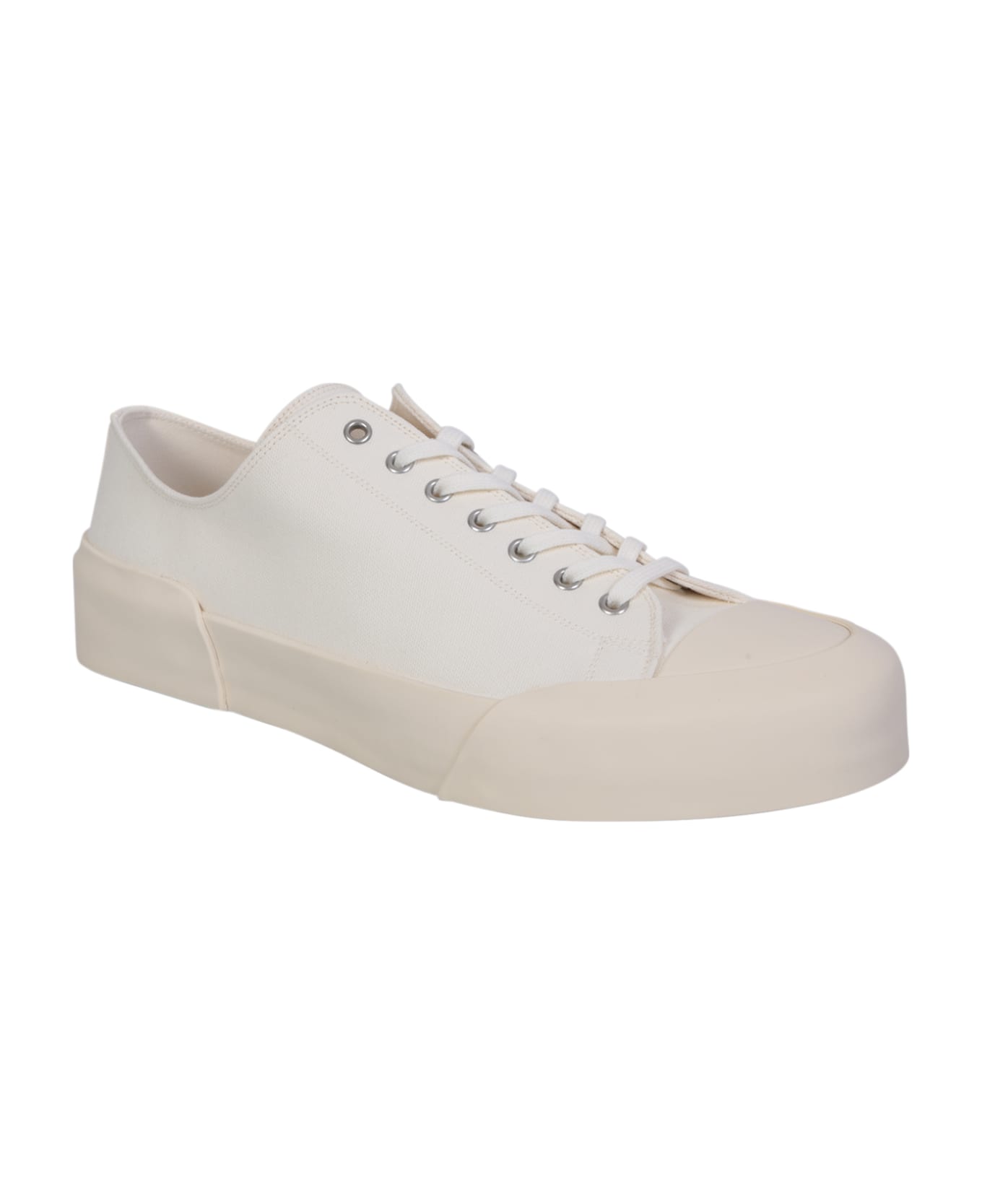 Jil Sander White Lace-up Low Top Sneakers - NATURAL