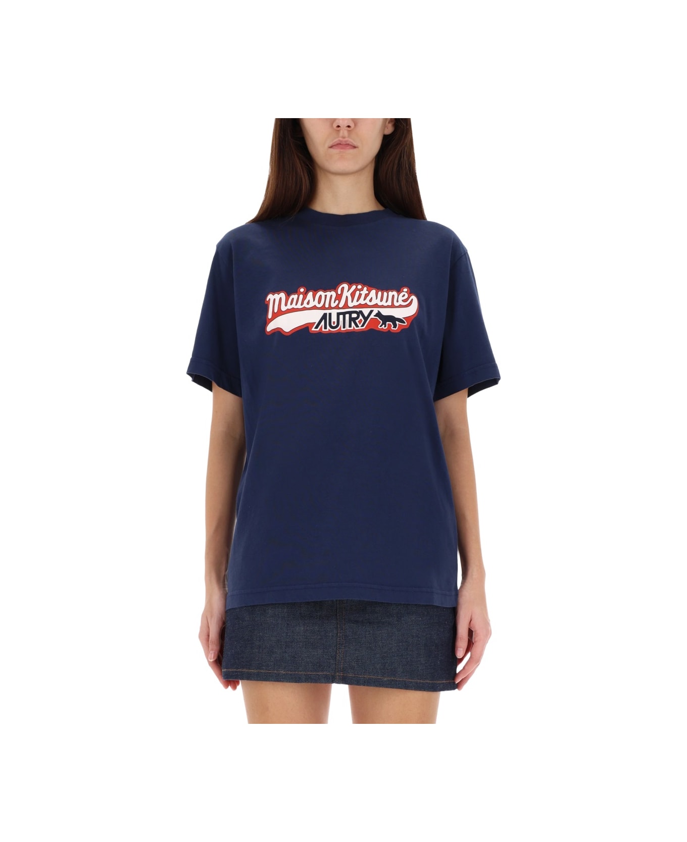 Autry X Maison Kitsuné Logo T-shirt - BLUE