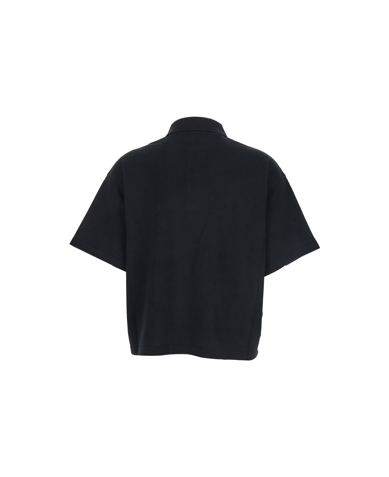 Saint Laurent Black Oversize Polo Shirt With Classic Collar And Tonal Logo Embroidery On The Front In Cotton Piquet Woman - Black