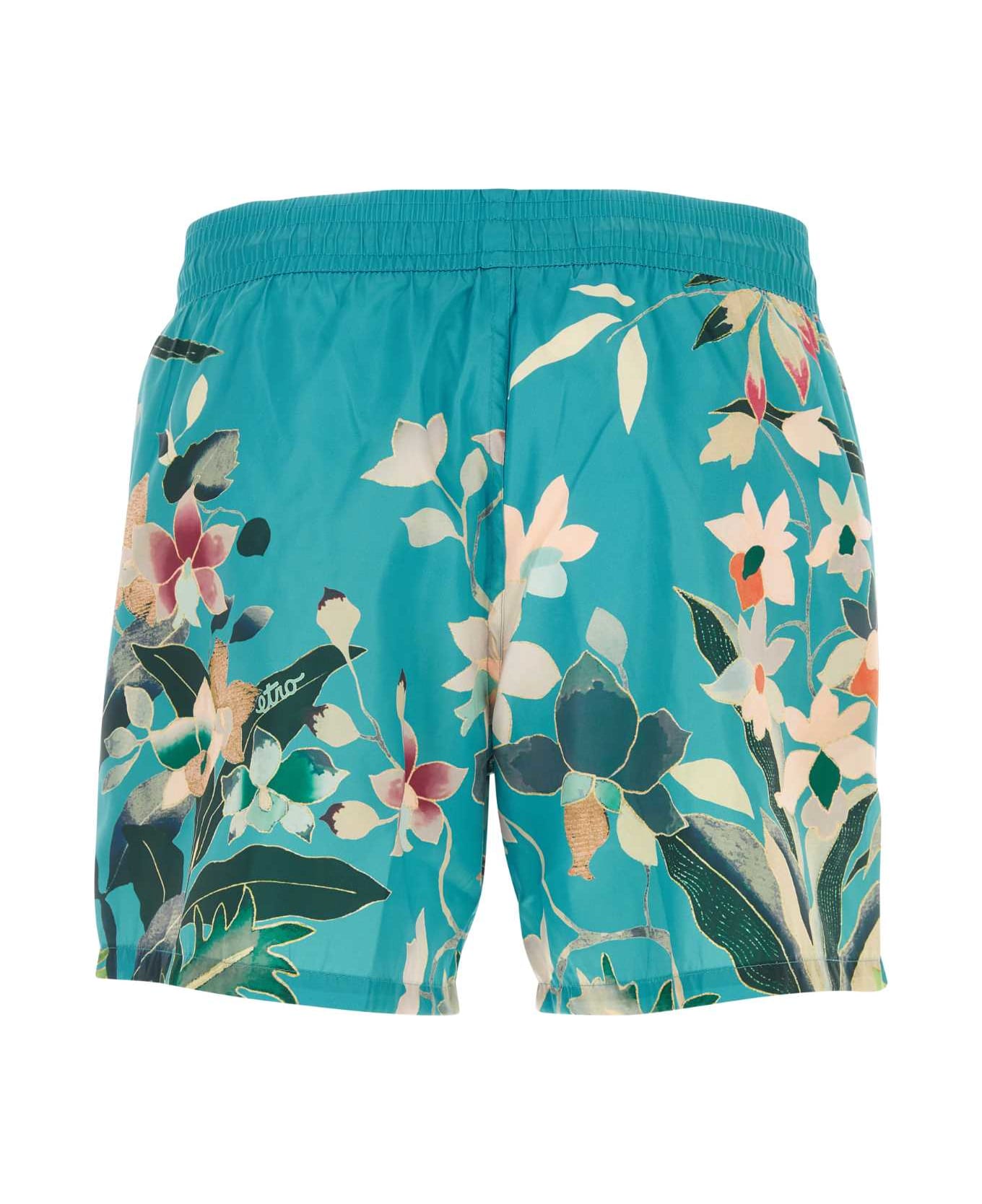 Etro Printed Satin Swimming Shorts - LIGHTBLUE