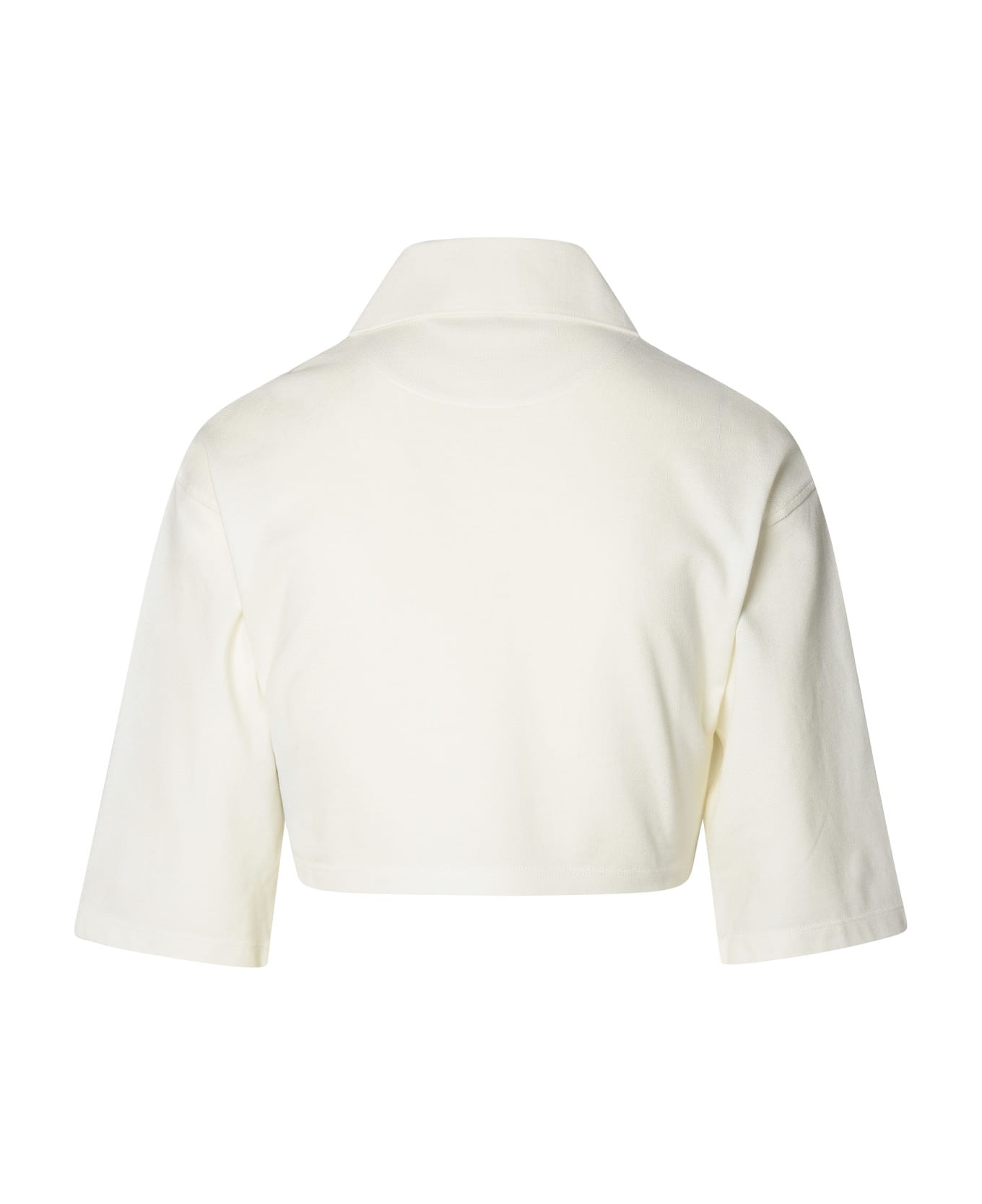 Palm Angels White Cotton Crop Polo Shirt - OFF WHITE Tシャツ