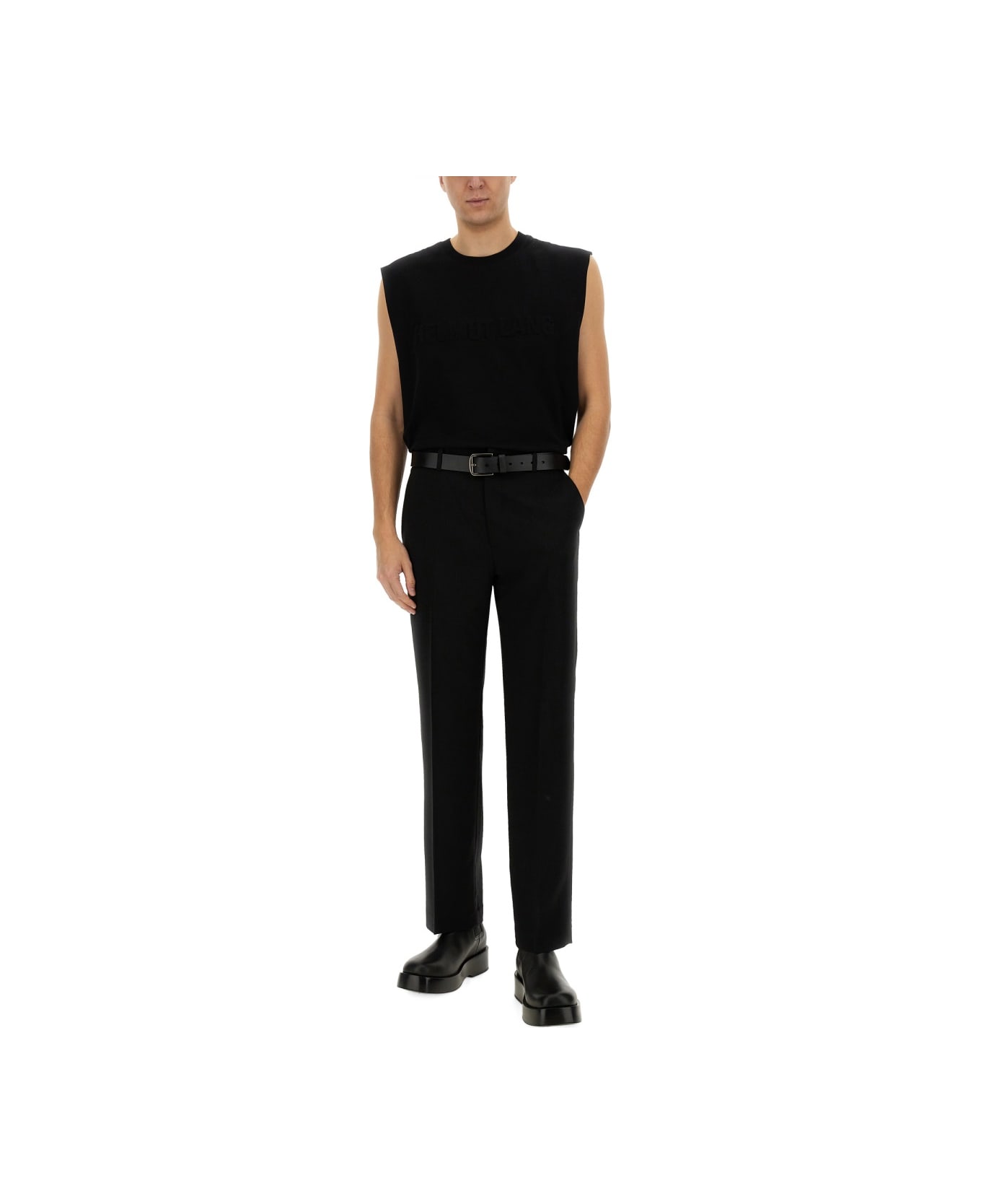 Helmut Lang Embossed Logo Tank Top - BLACK