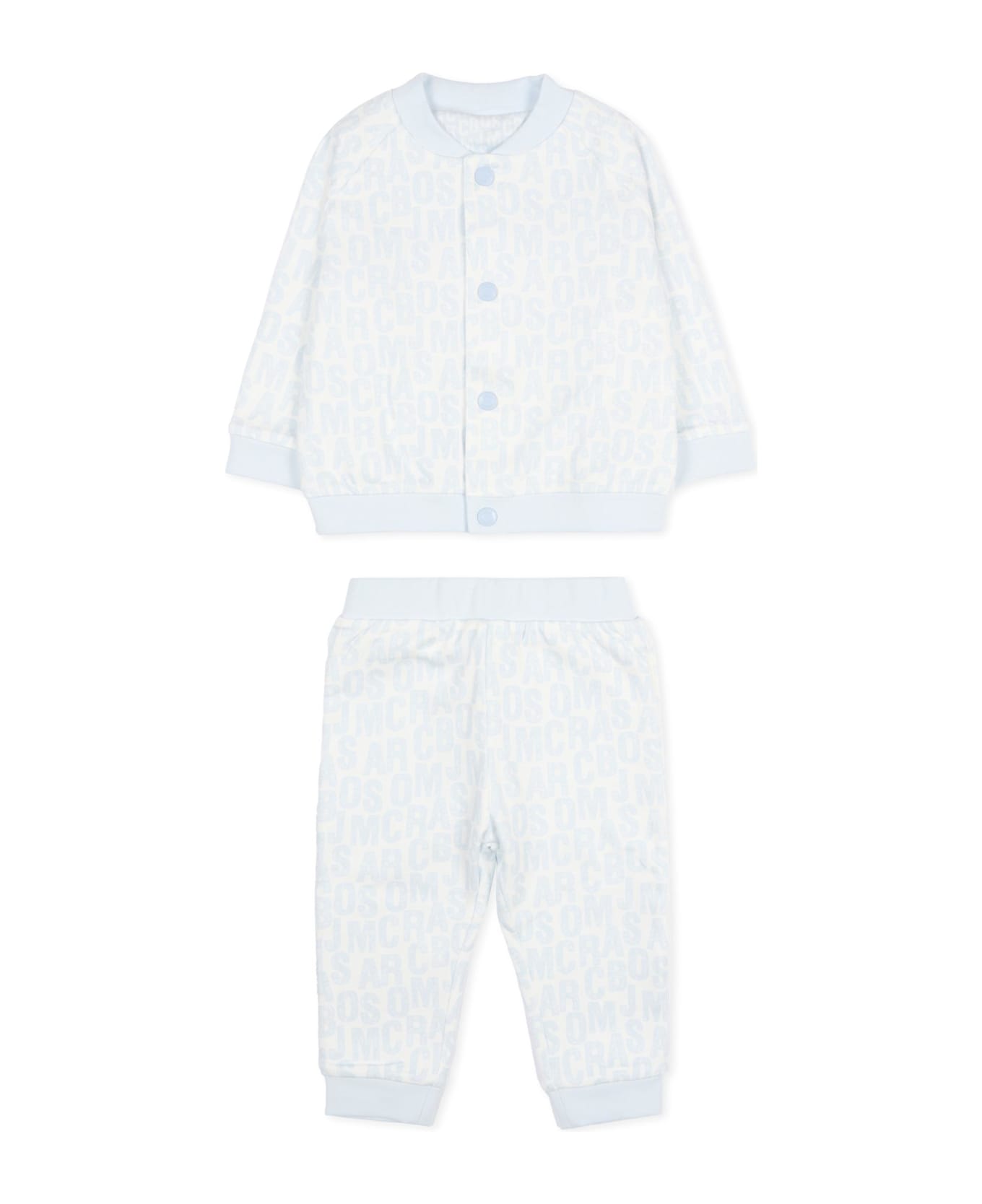 Marc Jacobs Light Blue Suit For Baby Boy With Logo - Light Blue