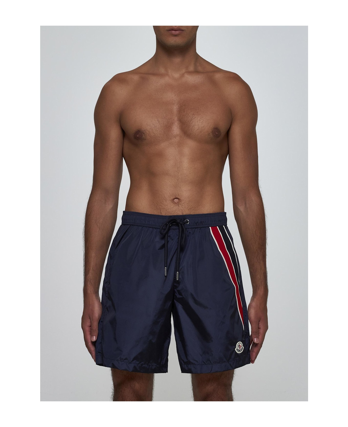 Moncler Logo Swim Shorts - Blu