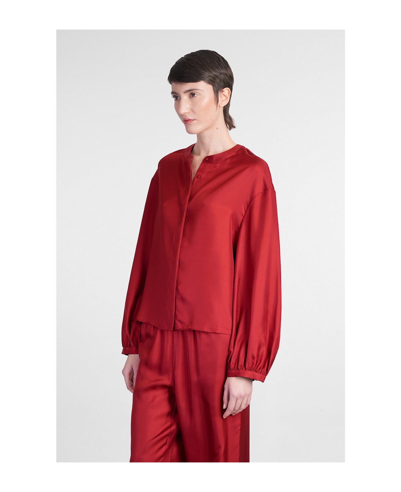 Loulou Studio Lea Blouse In Red Silk - red