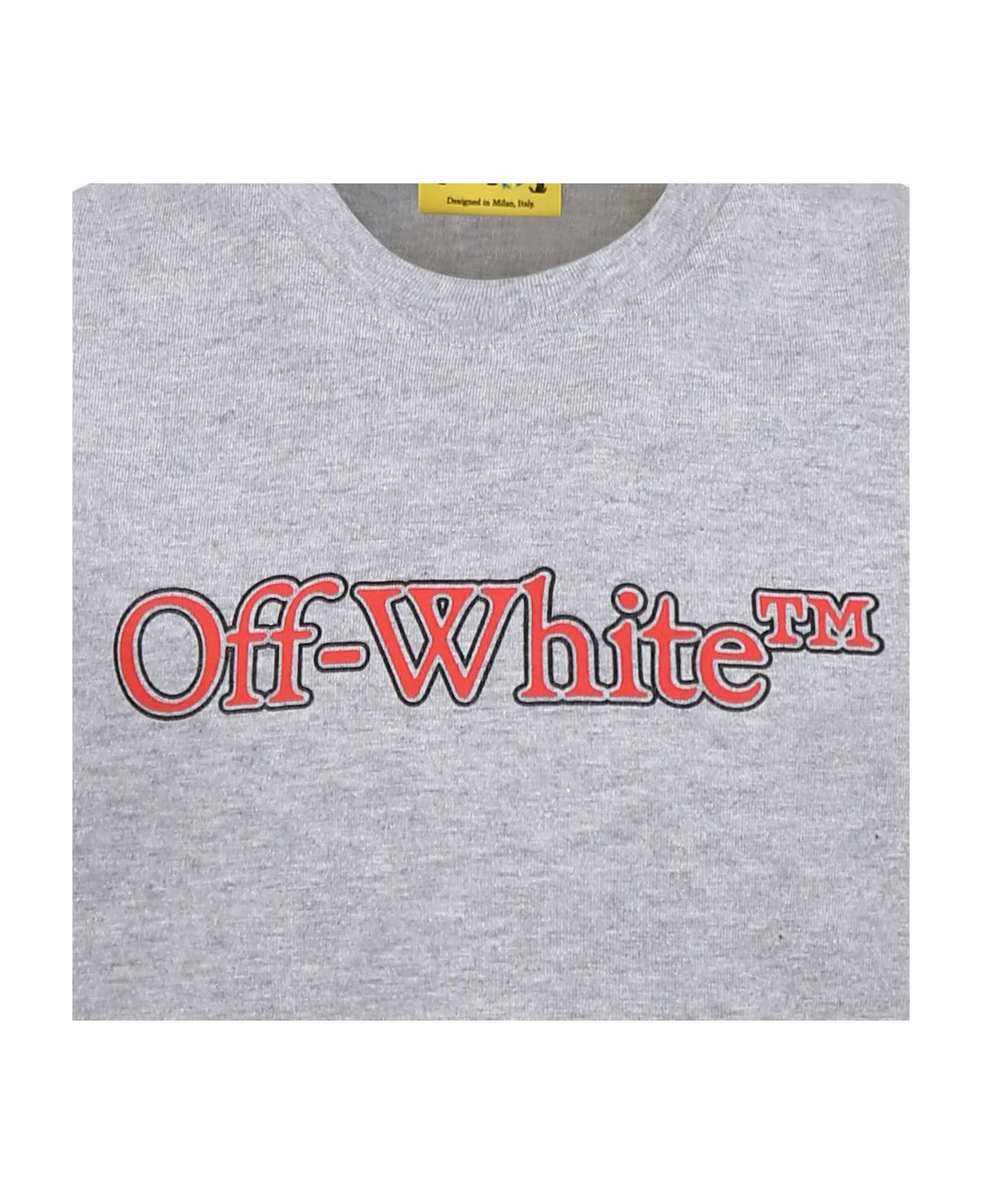 Off-White Grey T-shirt For Boy With Logo - Grey