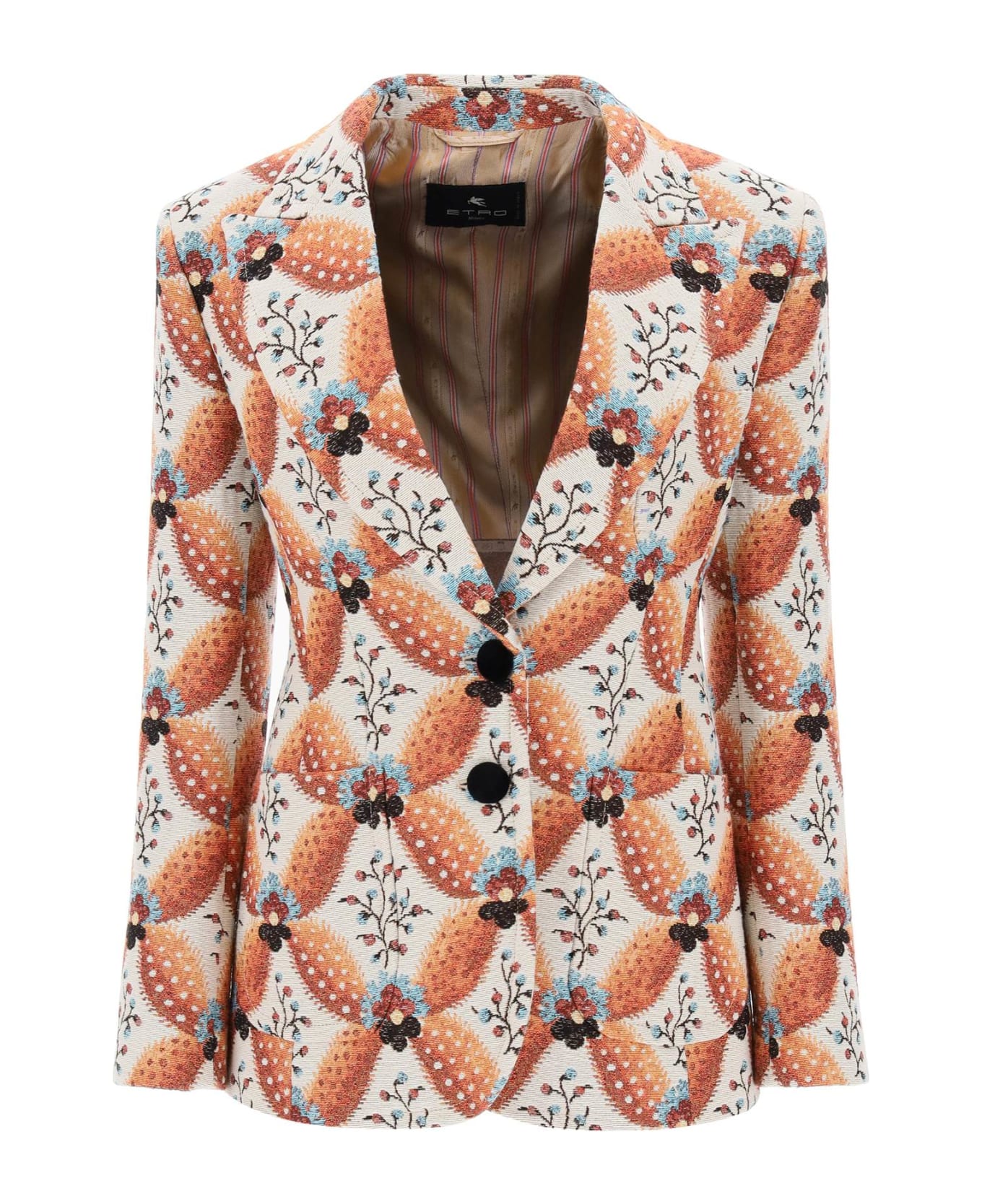 Etro Jacquard Jacket With Floral Motif - ORANGE (Beige) ブレザー