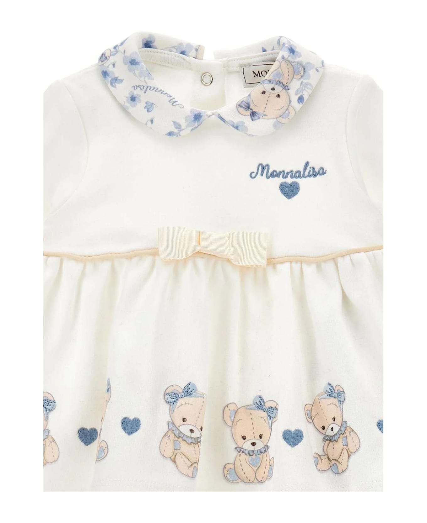 Monnalisa Ivory Birth Set For Baby Girl With Teddy Bears - Ivory