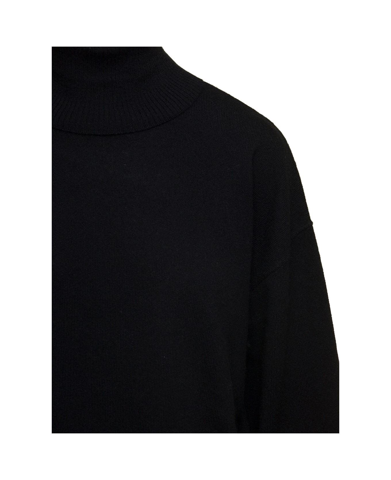 Parosh Black Mock Neck Sweatshirt With Long Sleeves In Cashmere Woman - Black