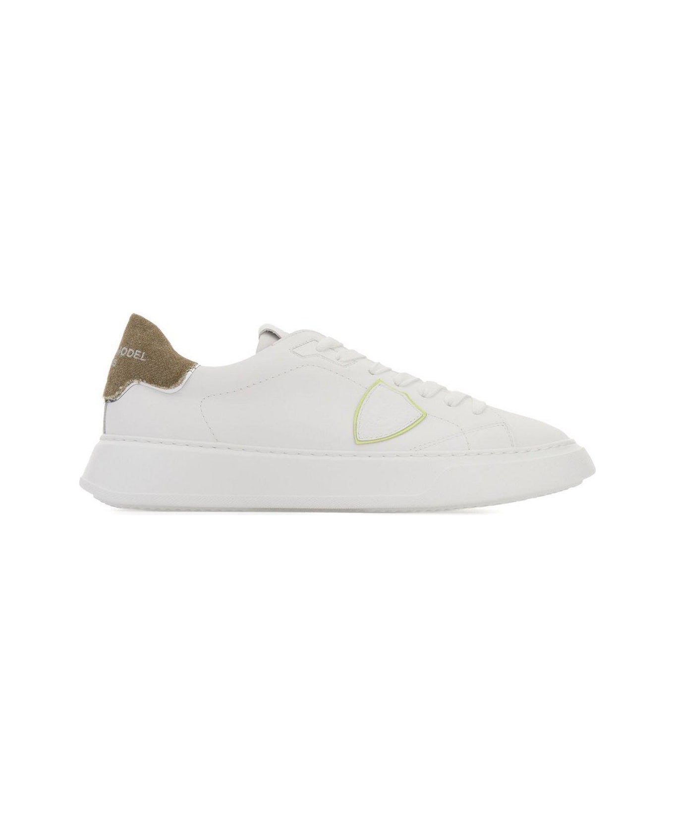 Philippe Model Round-toe Lace-up Sneakers - Blanc Vert