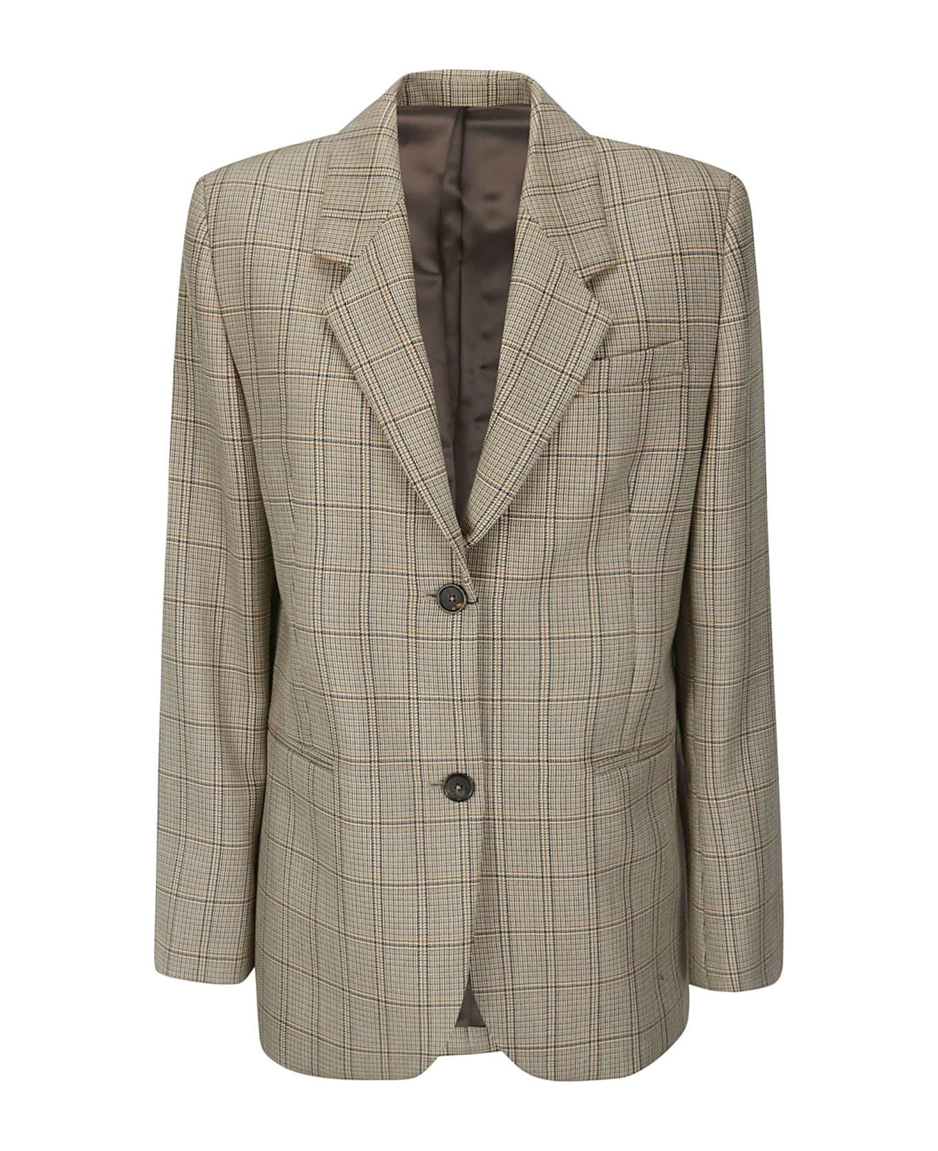 Totême Windowpane-check Suit Jacket - BISCUIT