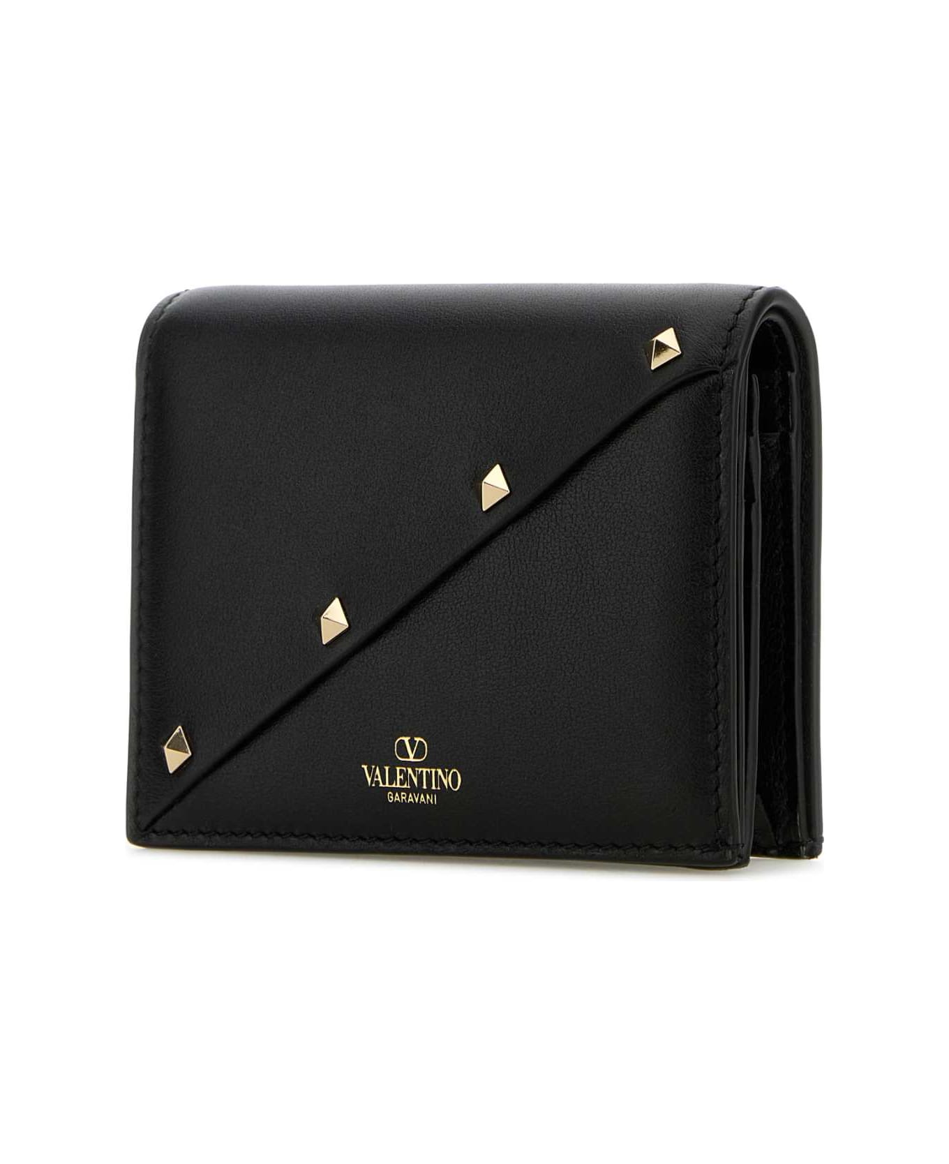Valentino Garavani Black Leather Rockstud Wallet - NERO