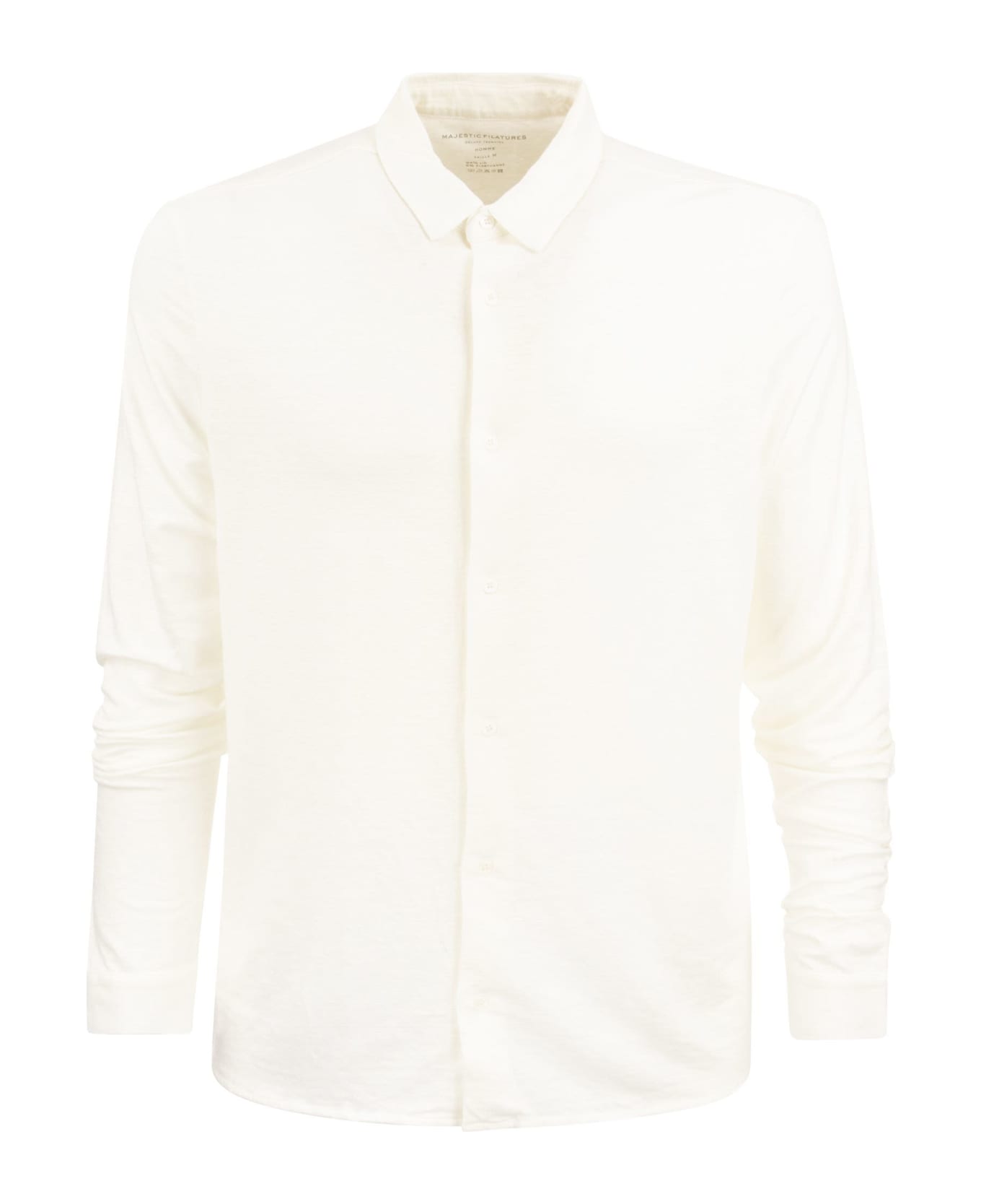 Majestic Filatures Long-sleeved Linen Shirt - White