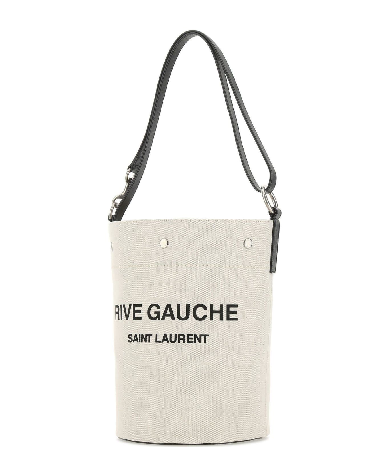 Saint Laurent Ivory Canvas Rive Gauche Bucket Bag - MULTICOLOUR