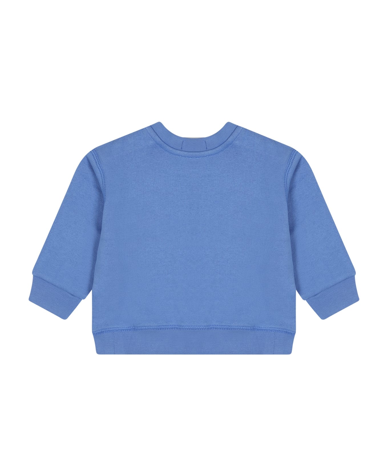Ralph Lauren Light Blue Sweatshirt For Baby Boy With Polo Bear - Light Blue ニットウェア＆スウェットシャツ