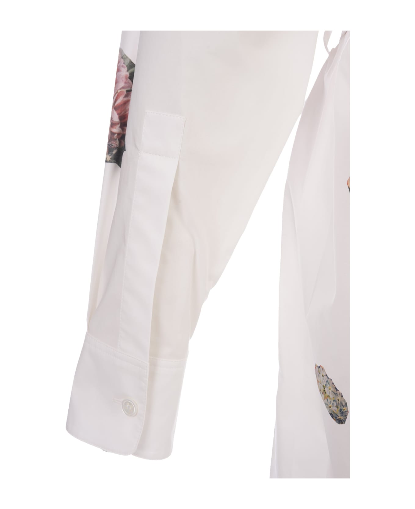 Marni White Short Shirt Dress With Floral Print - White