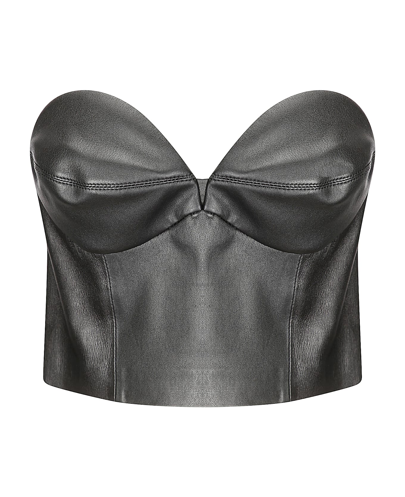 Desa 1972 Leather Bustier Top - BLACK