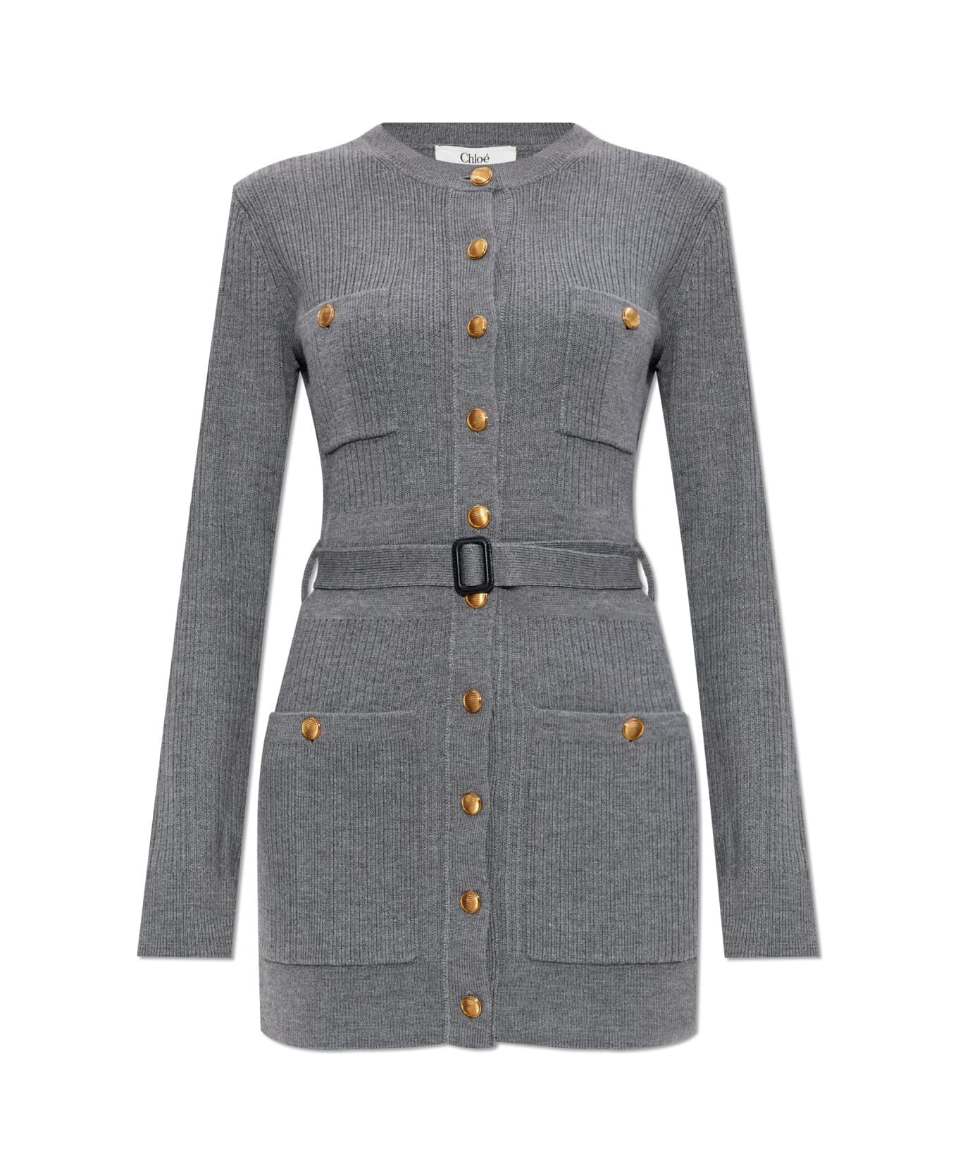 Chloé Wool Dress With Waist Belt - URBANGREY