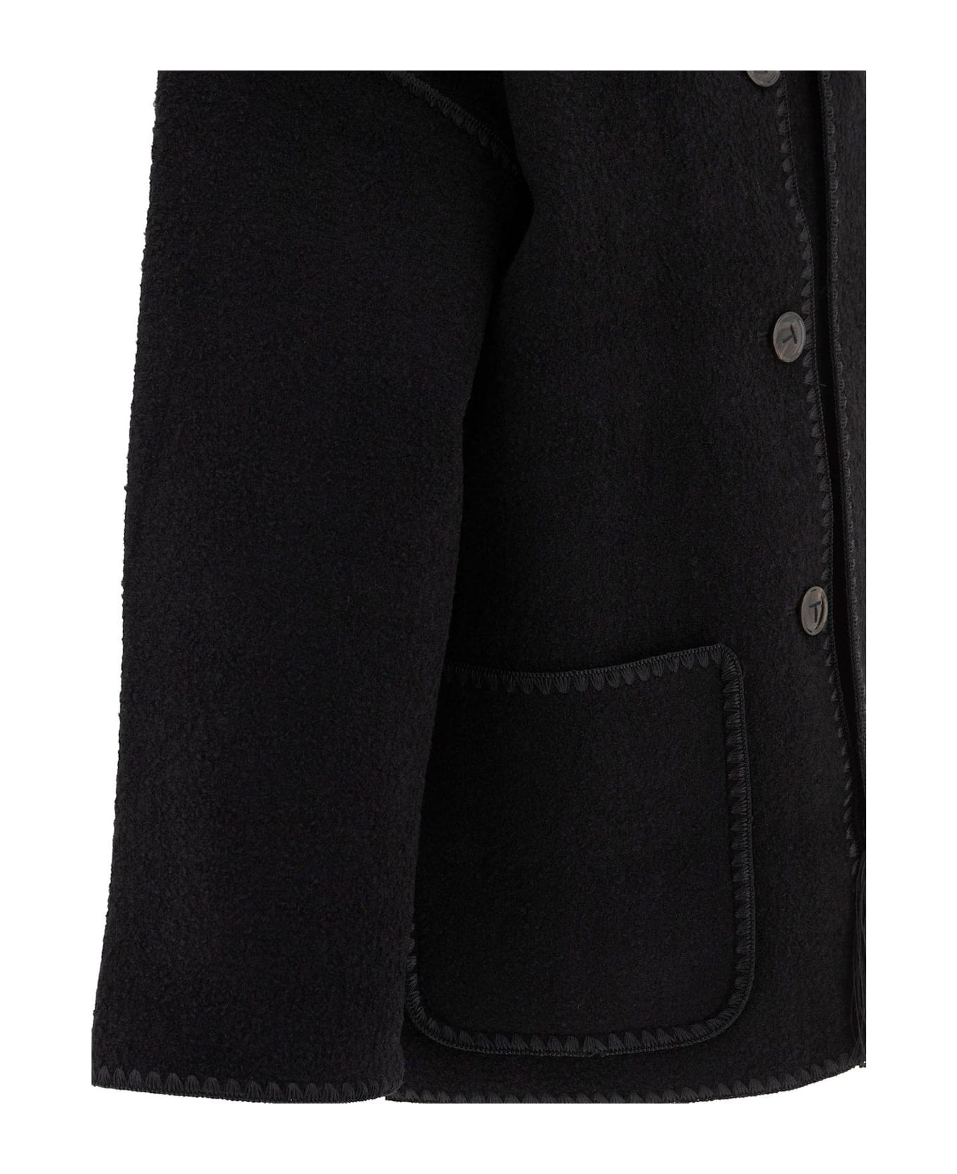 Totême Dropped-shoulder Fringed-edge Scarf Jacket - Black