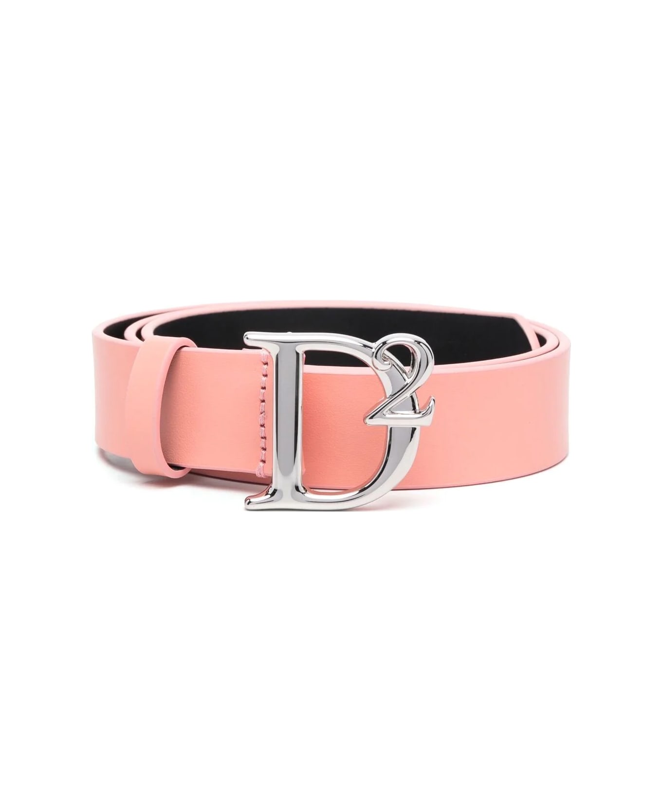 Dsquared2 Calf Leather Logo Belt - Pink Palladium