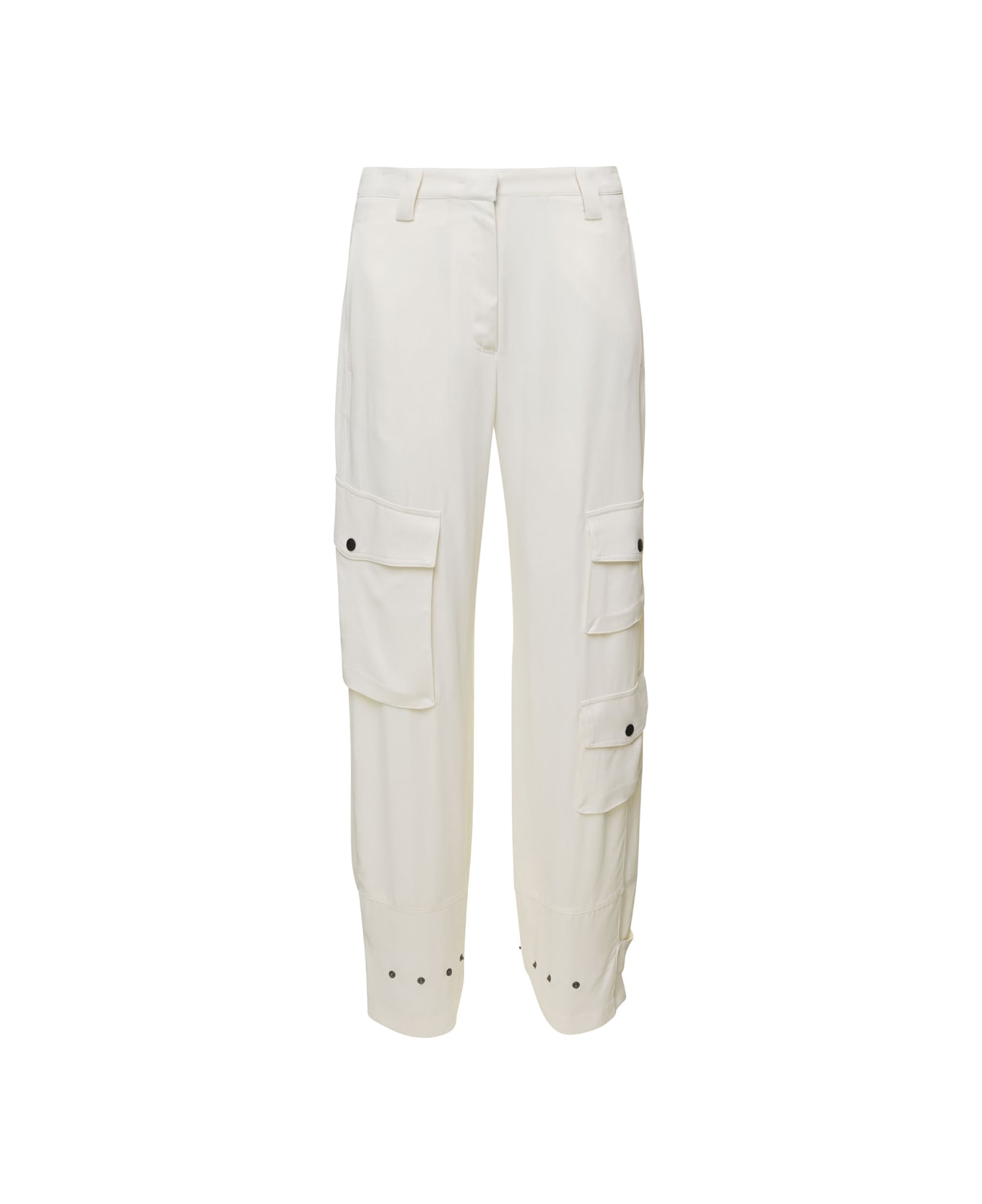 PT01 White Giselle Cargo Pants In Viscose Woman - White
