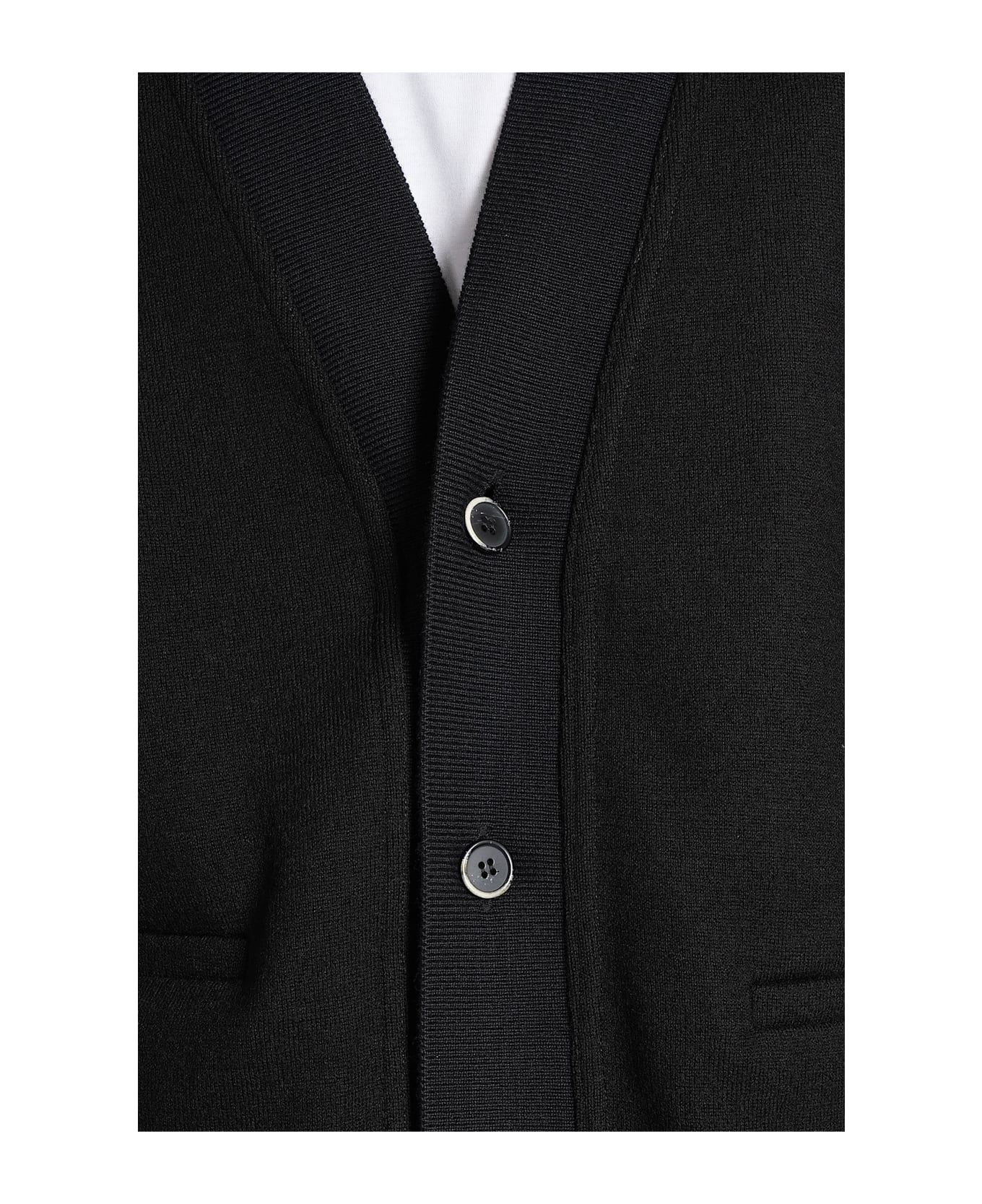 Barena Cavian Cardigan In Black Wool - black