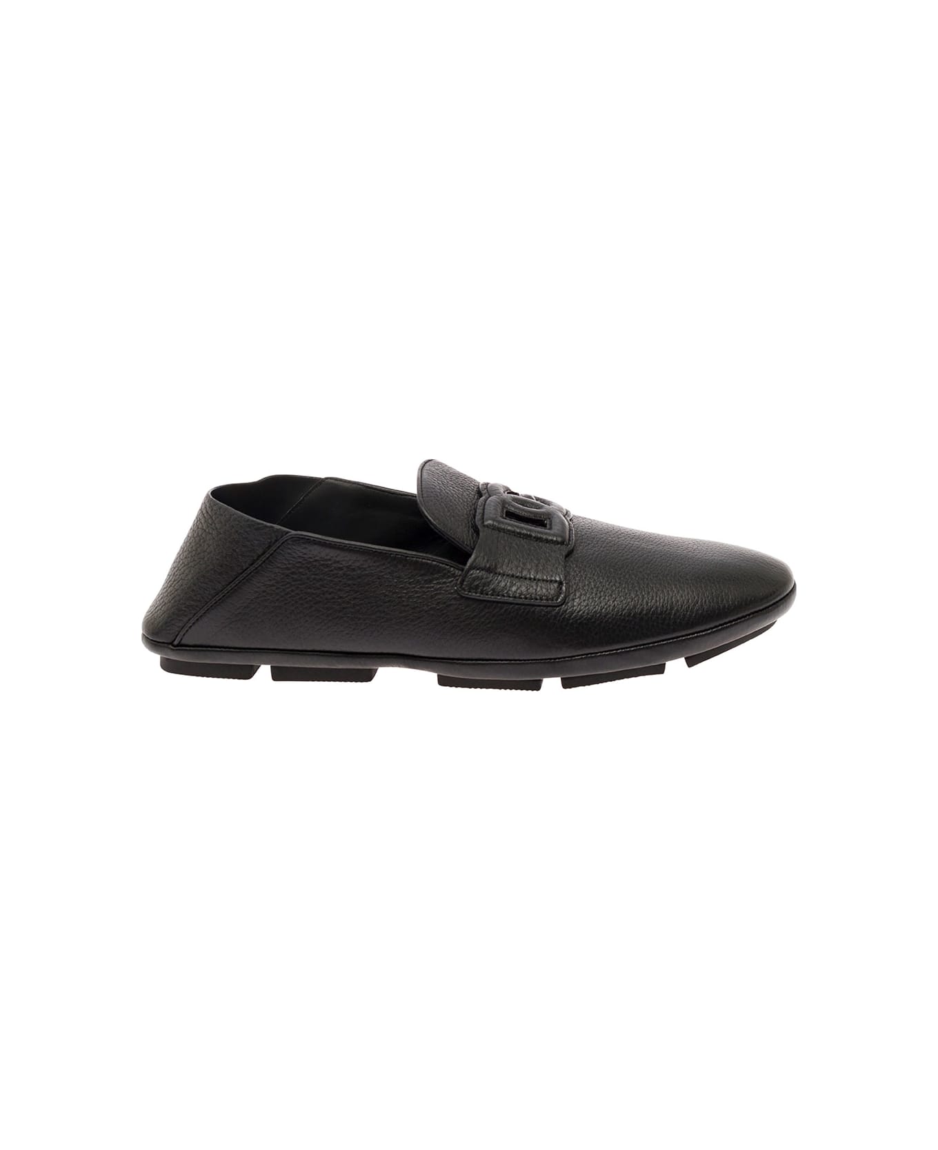 Dolce & Gabbana 'driver' Black Loafers With Dg Logo In Leather Man - Black