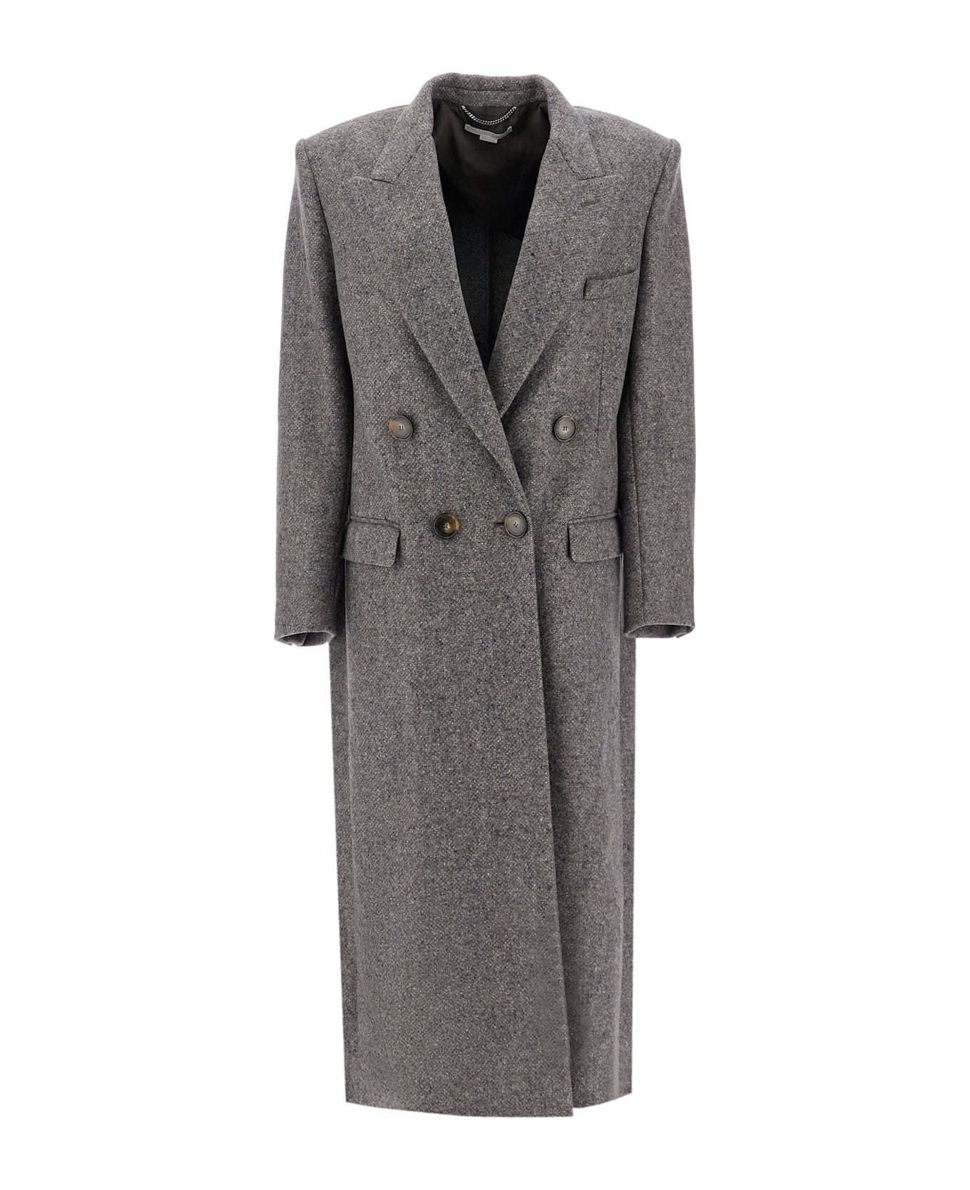 Stella McCartney Maxi Tweed Coat In - CONCRETE (Grey)