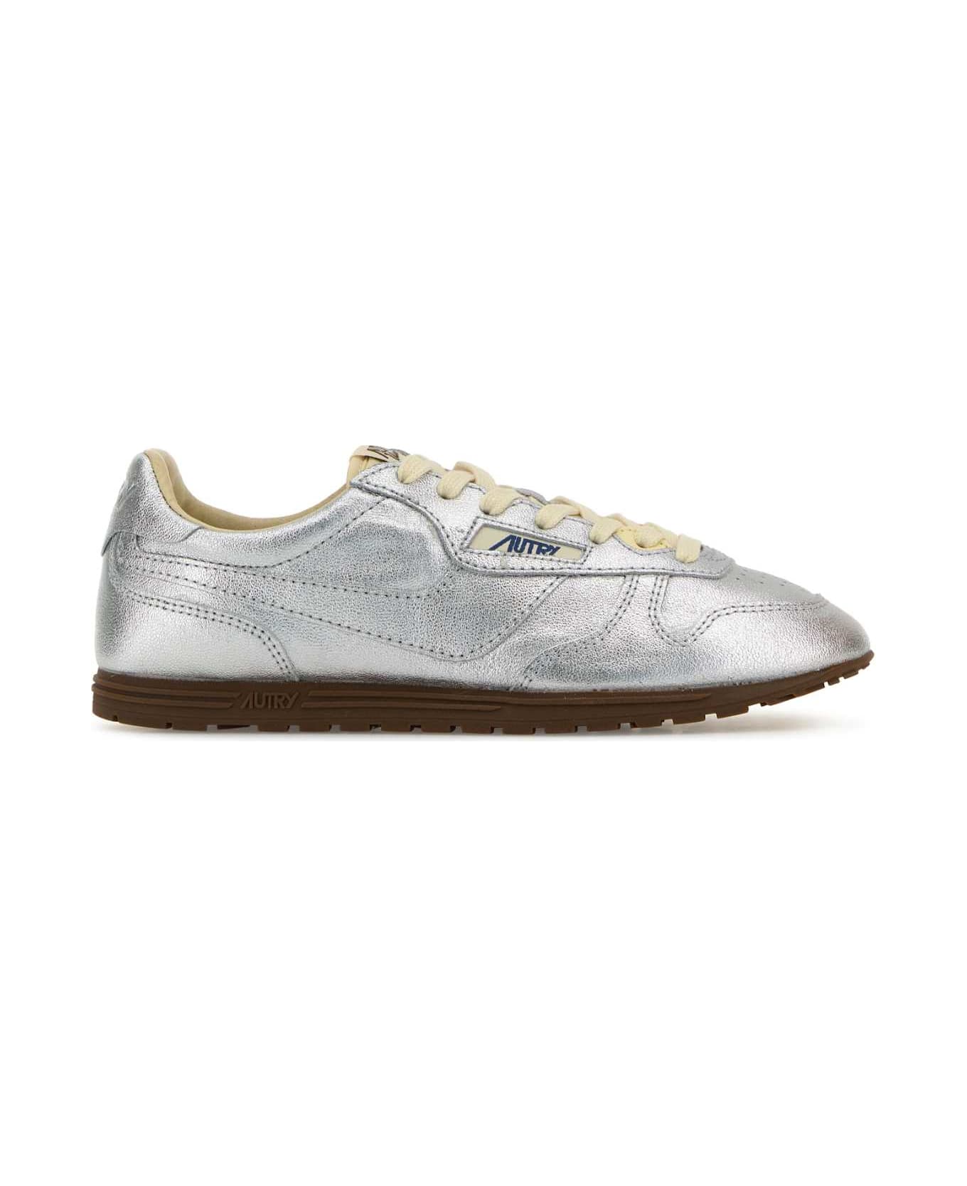 Autry Silver Leather Windspin Sneakers - Silver
