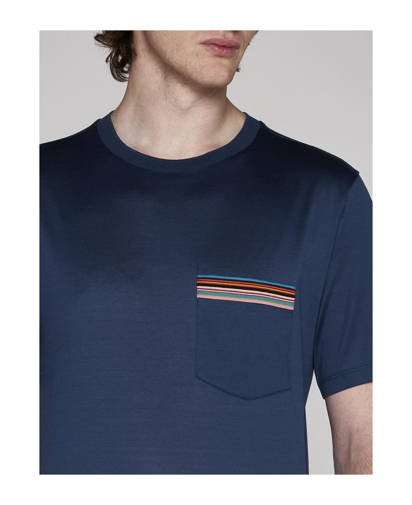 Paul Smith Striped Pocket Cotton T-shirt - NAVY