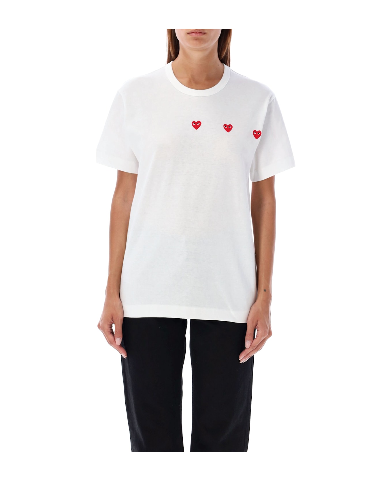 Comme des Garçons Play Three Hearts T-shirt - WHITE