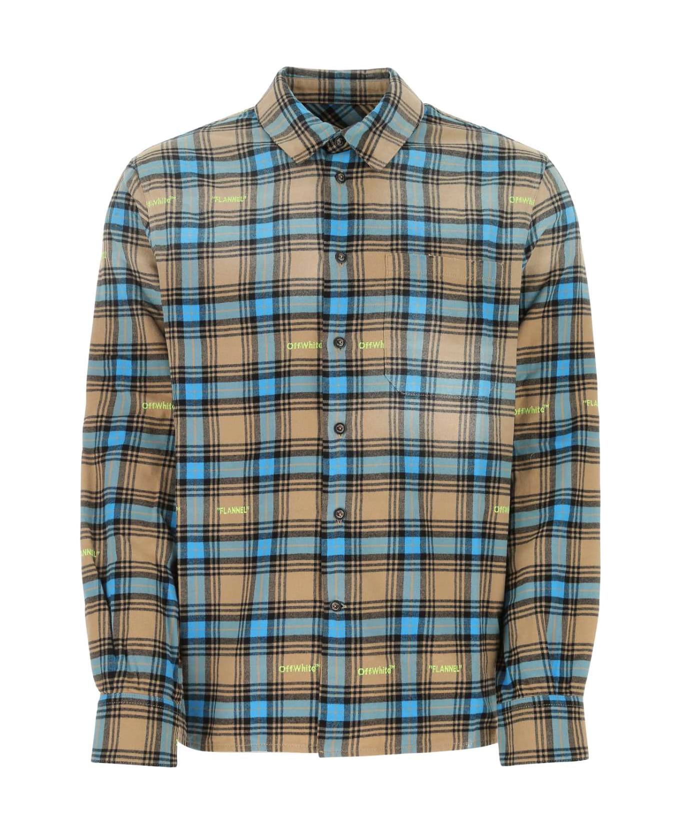 Off-White Embroidered Flannel Shirt - 6200