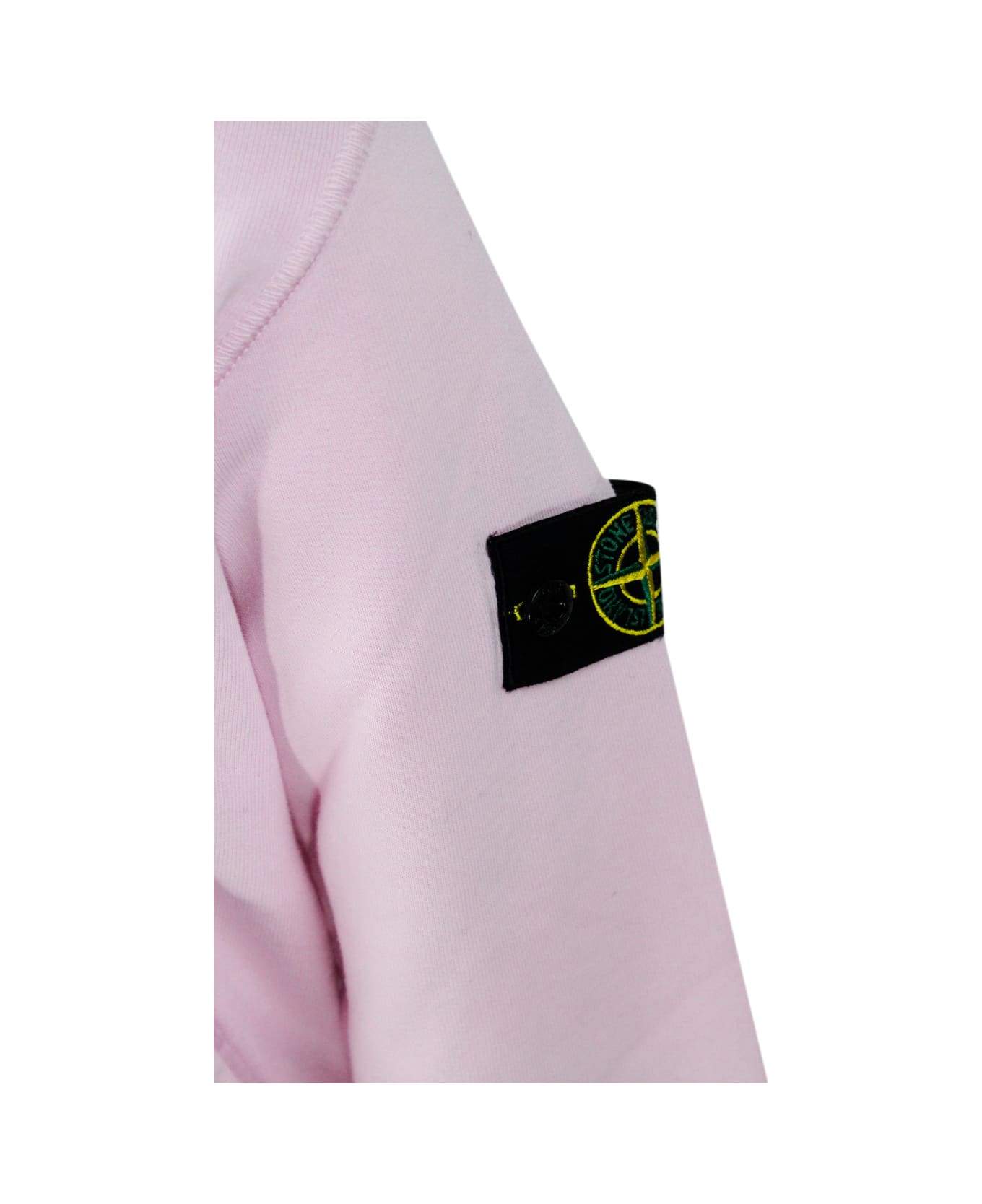 Stone Island Cotton Sweatshirt With Hood, Kangaroo Pockets And Logo On The Sleeve - Pink ニットウェア＆スウェットシャツ