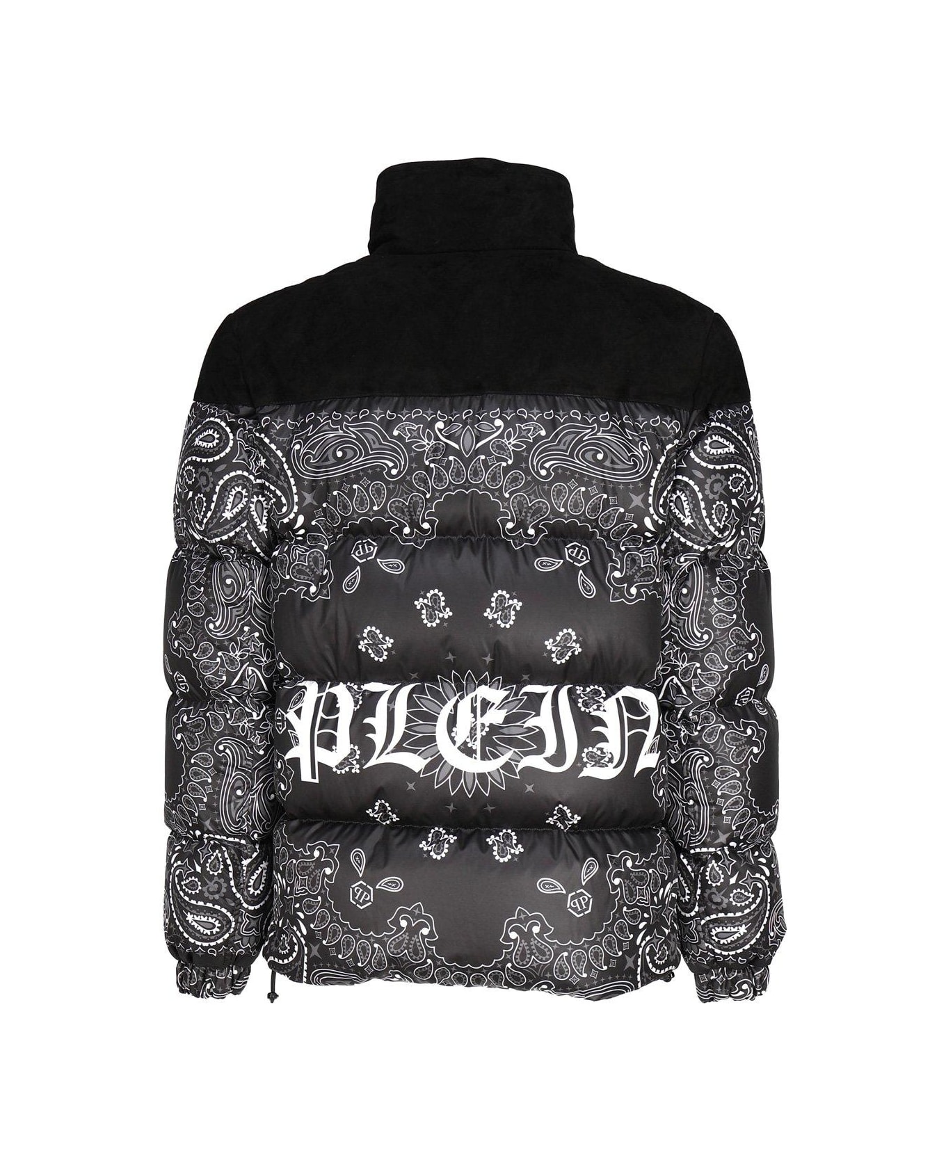 Philipp Plein Bandana-printed Zip-up Padded Jacket - Black