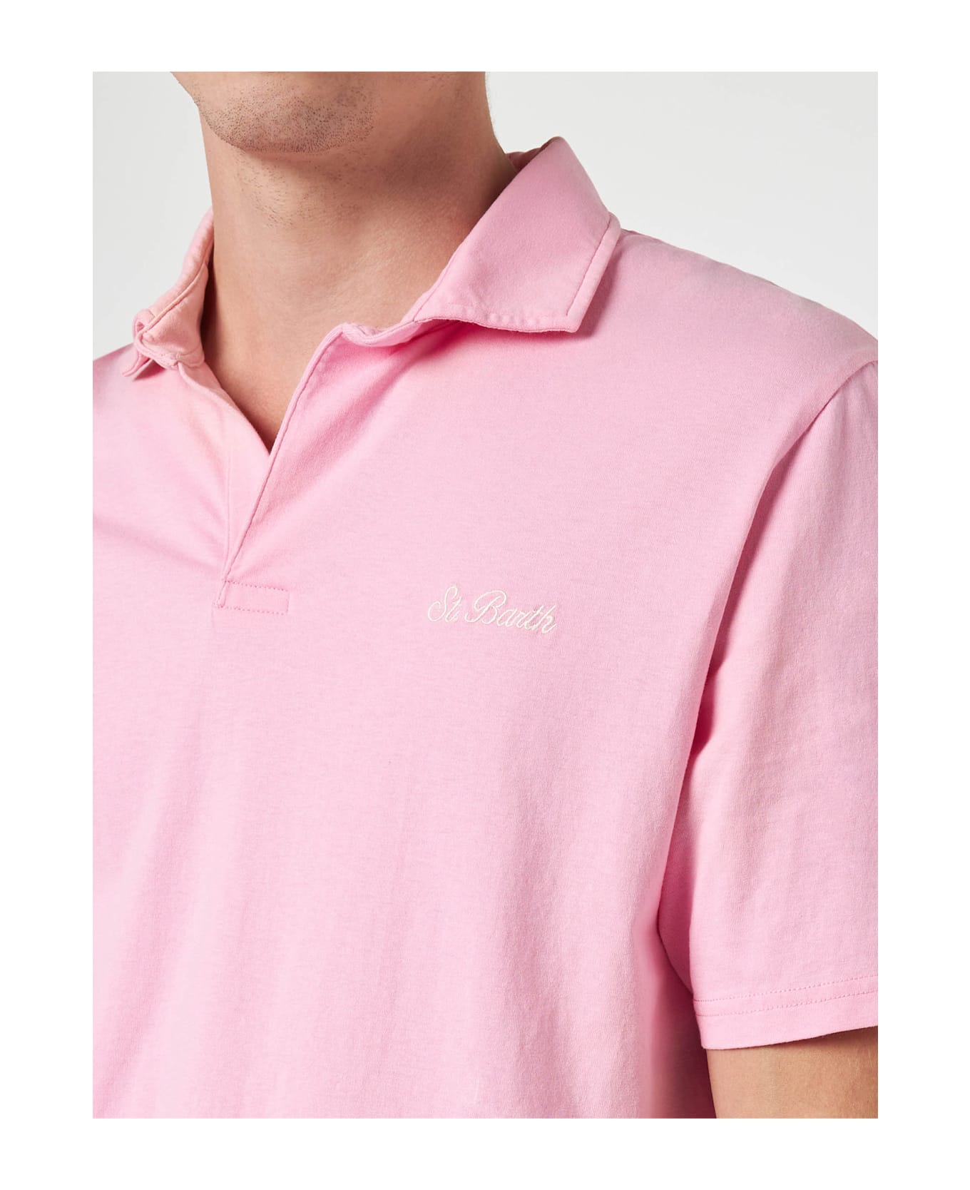 MC2 Saint Barth Man Pink Cotton Jersey Polo Shirt Brighton - PINK