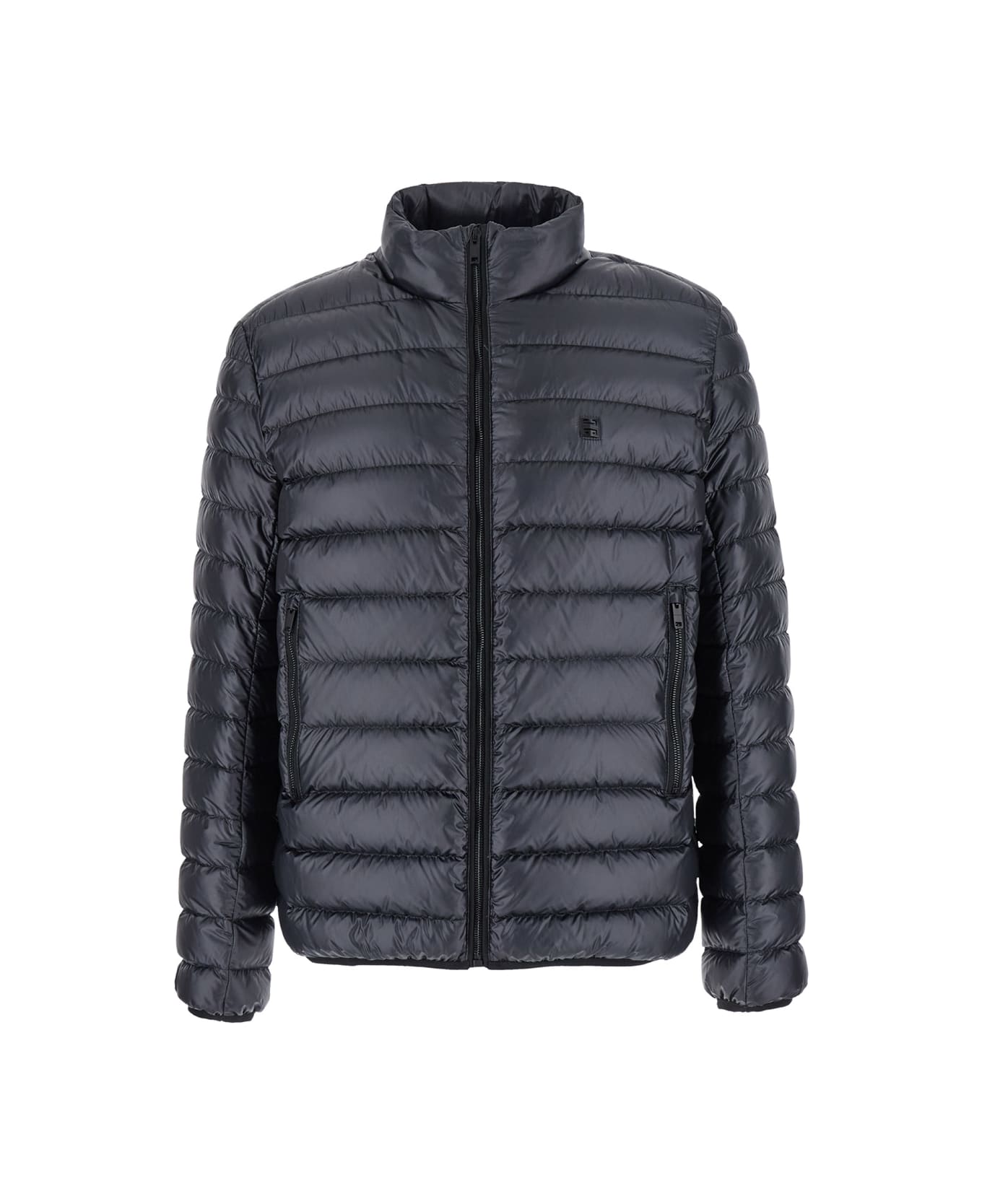 Givenchy Black High Neck Down Jacket With Logo Detail In Tech Fabric Man - Black