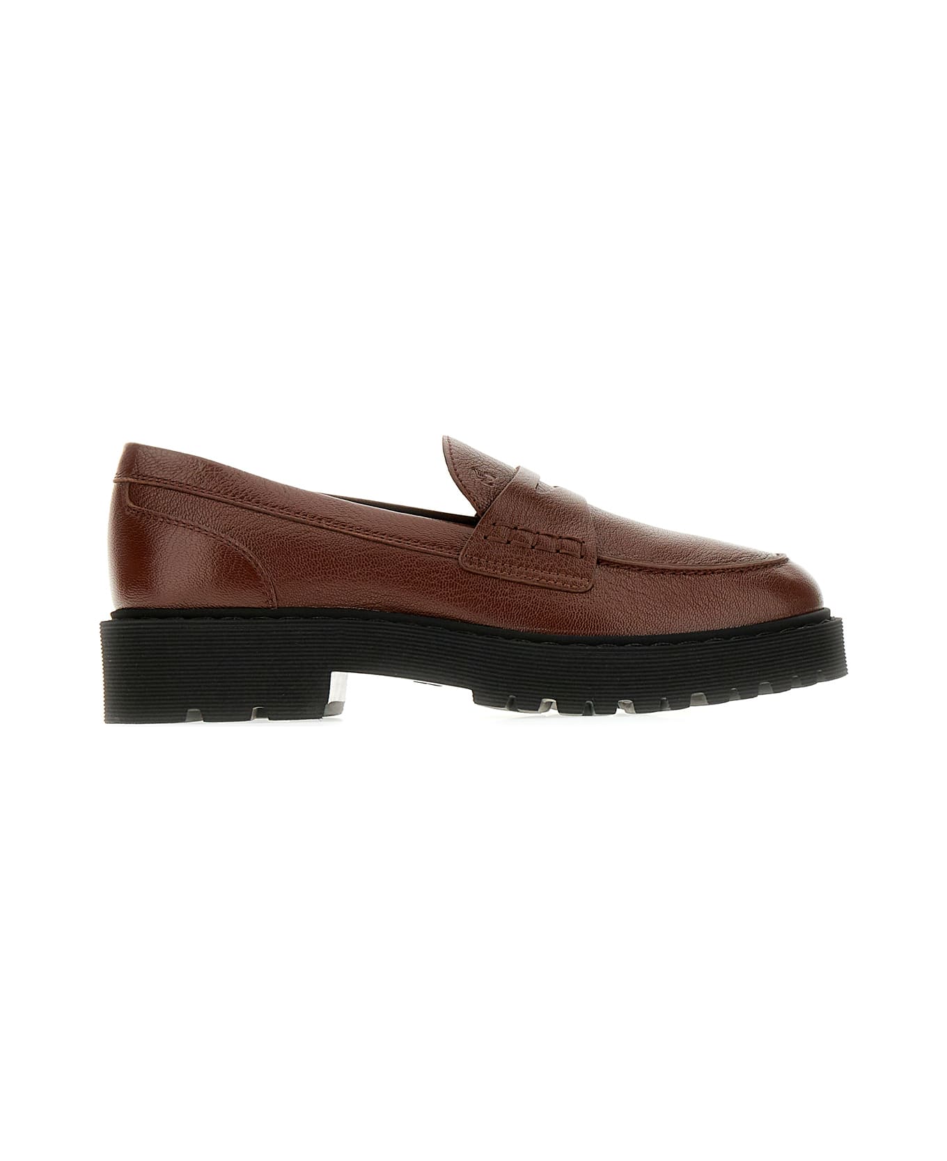Hogan Brown Leather Loafers - Marrone