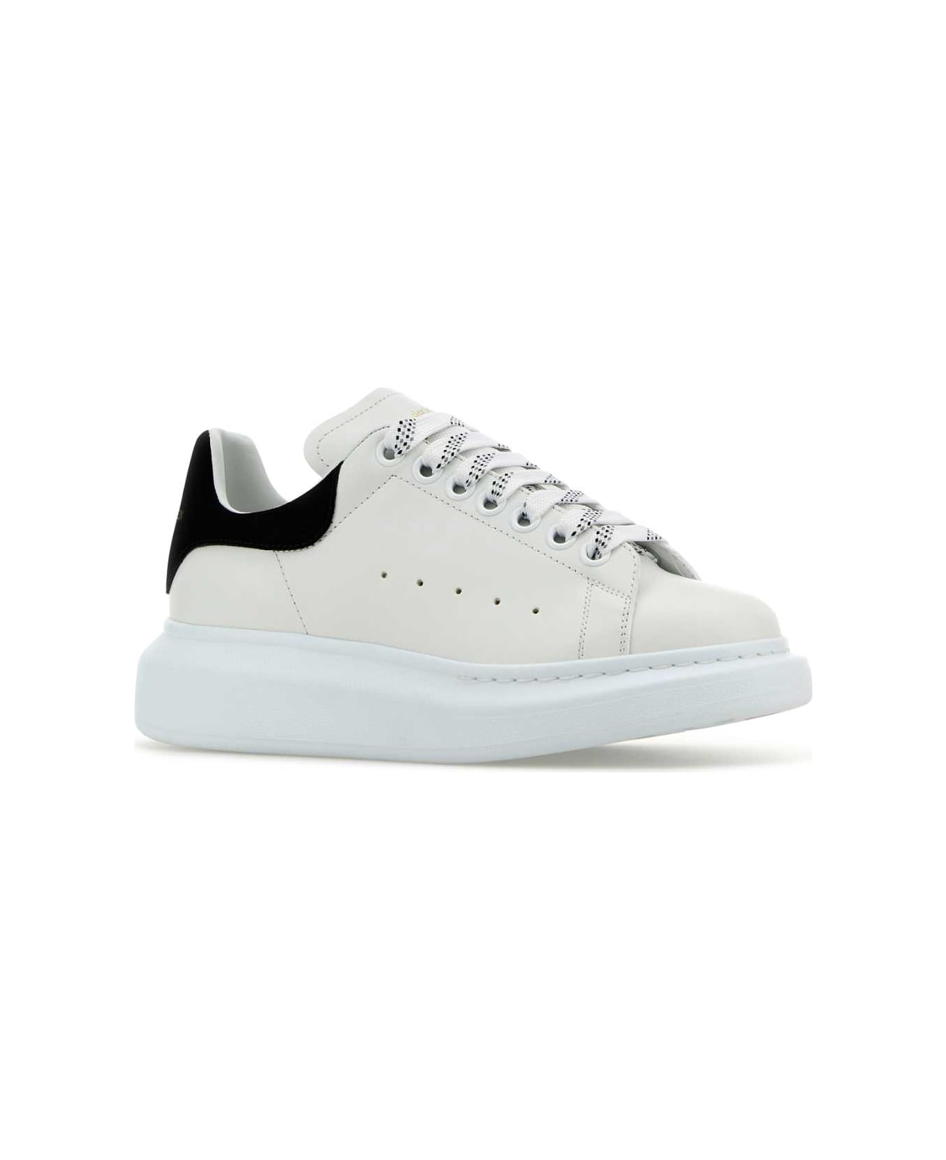 Alexander McQueen White Leather Sneakers With Black Suede Heel - WHITEBLACK スニーカー