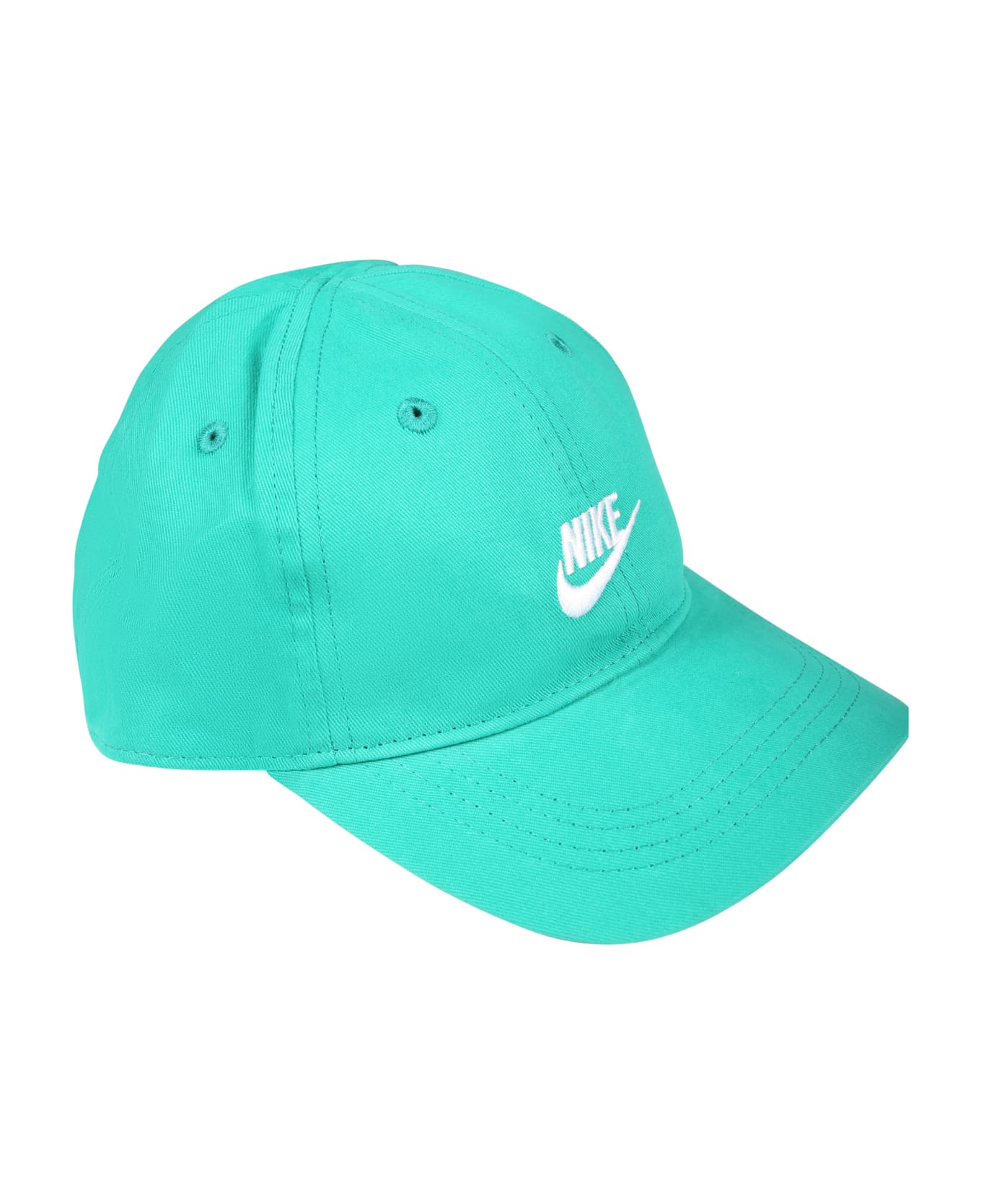 Nike Green Hat With Visor For Kids With The Iconic Swoosh - Green